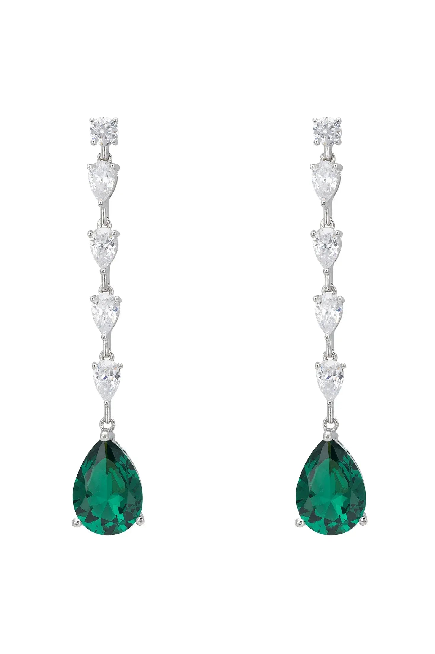 Emerald delicate diamond drop earrings.