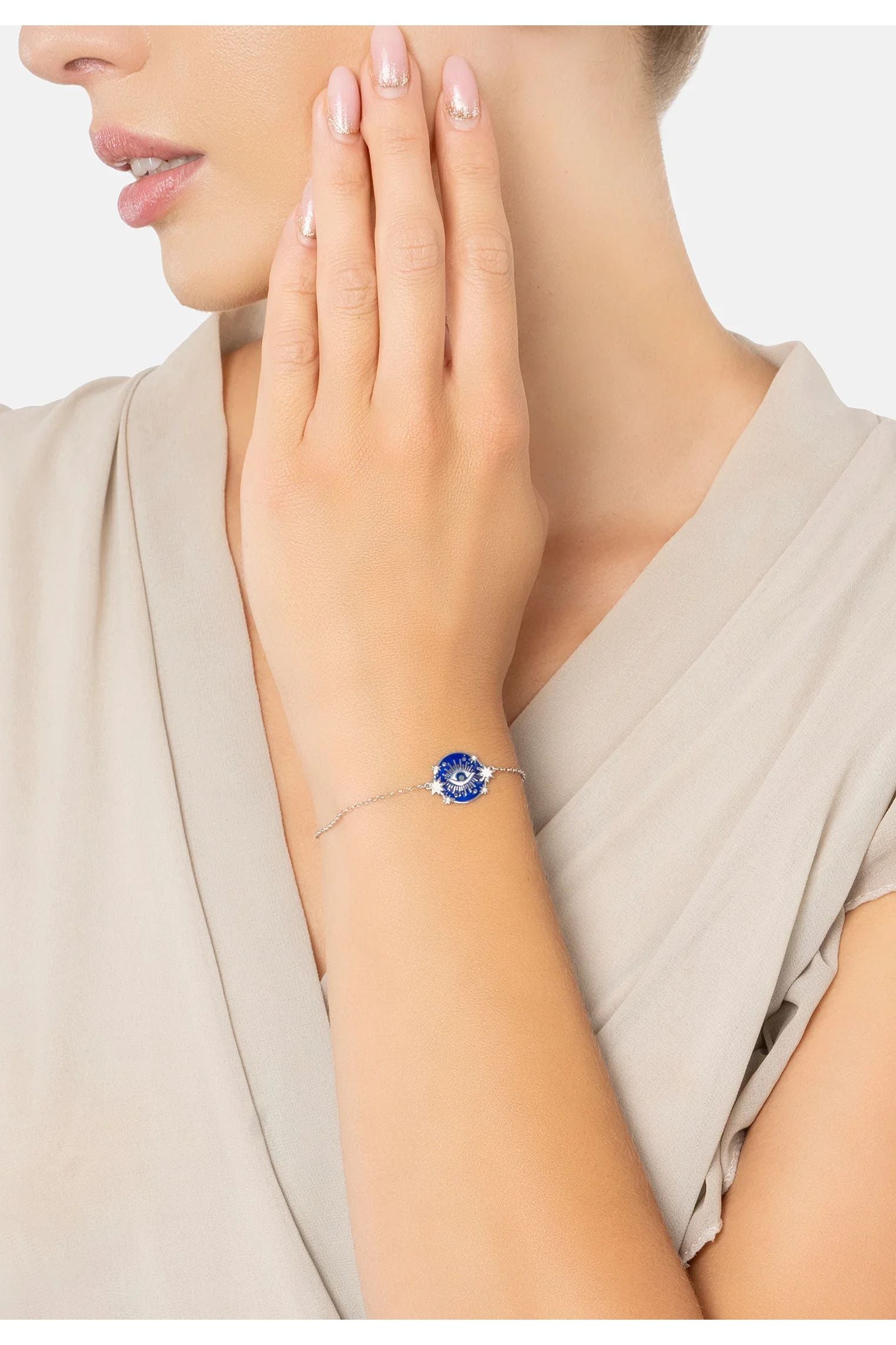 The bracelet worn by a model.