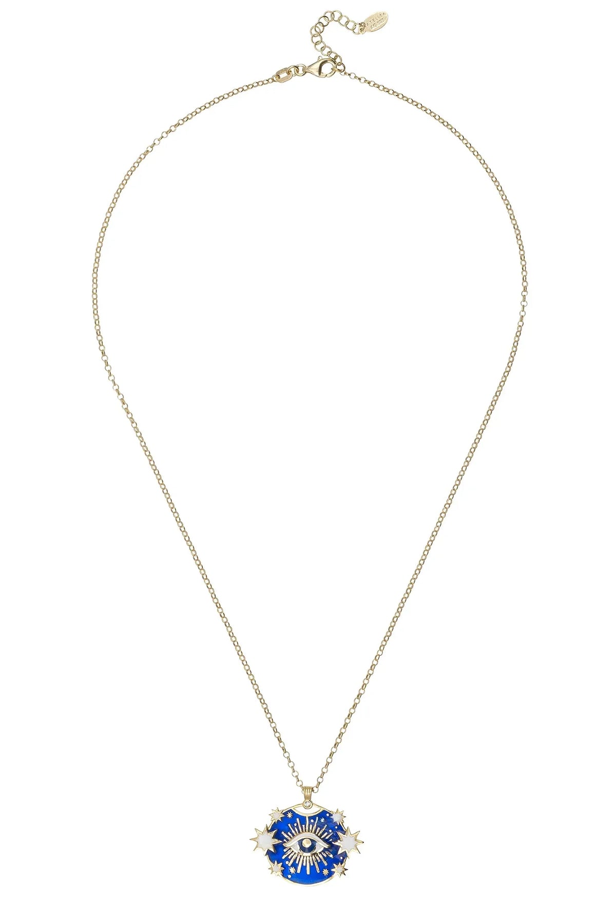 Celestial all seeing eye gold necklace.