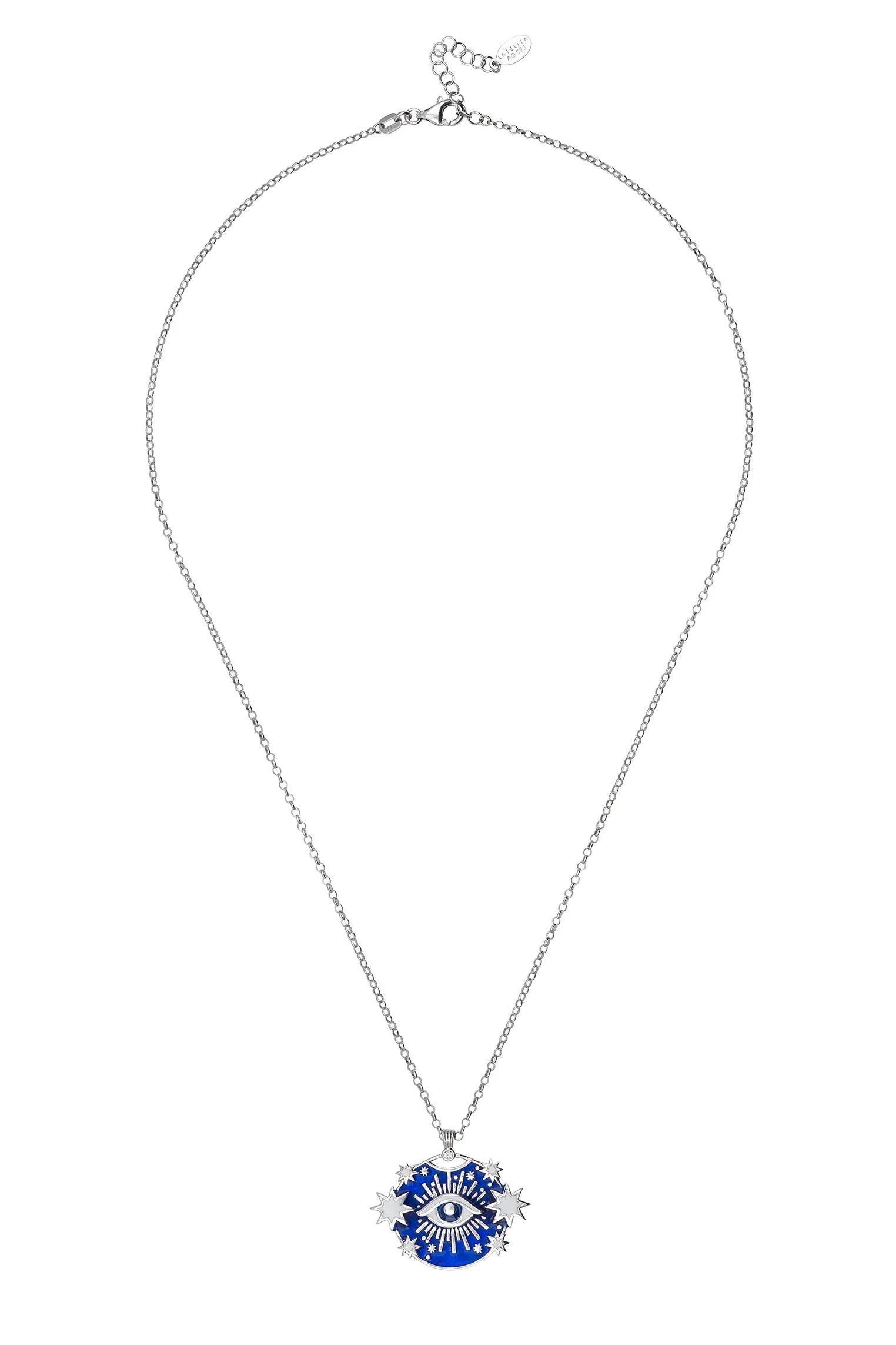 Celestial all seeing eye silver necklace.
