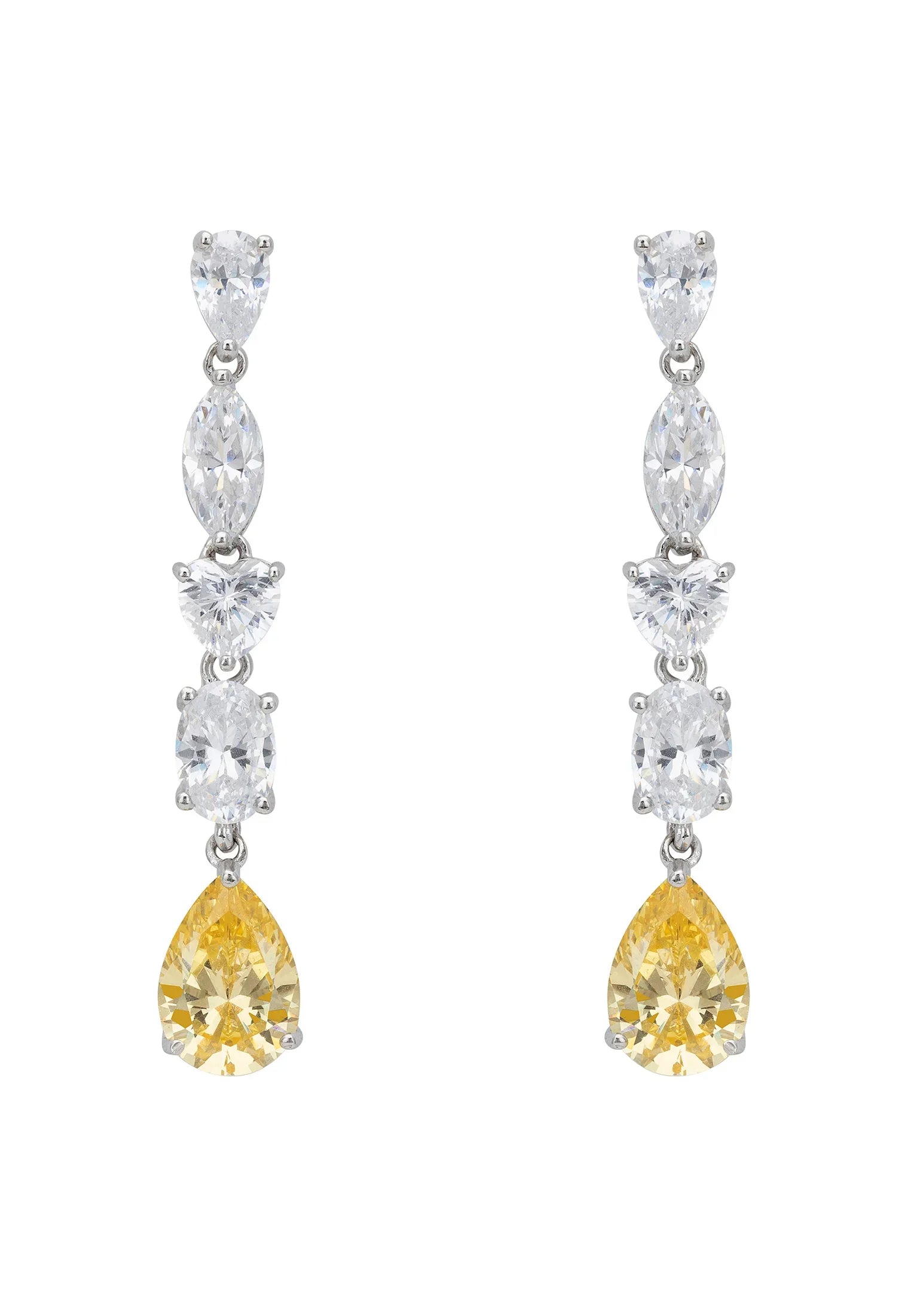 Yellow gemstone diamond drop earrings.
