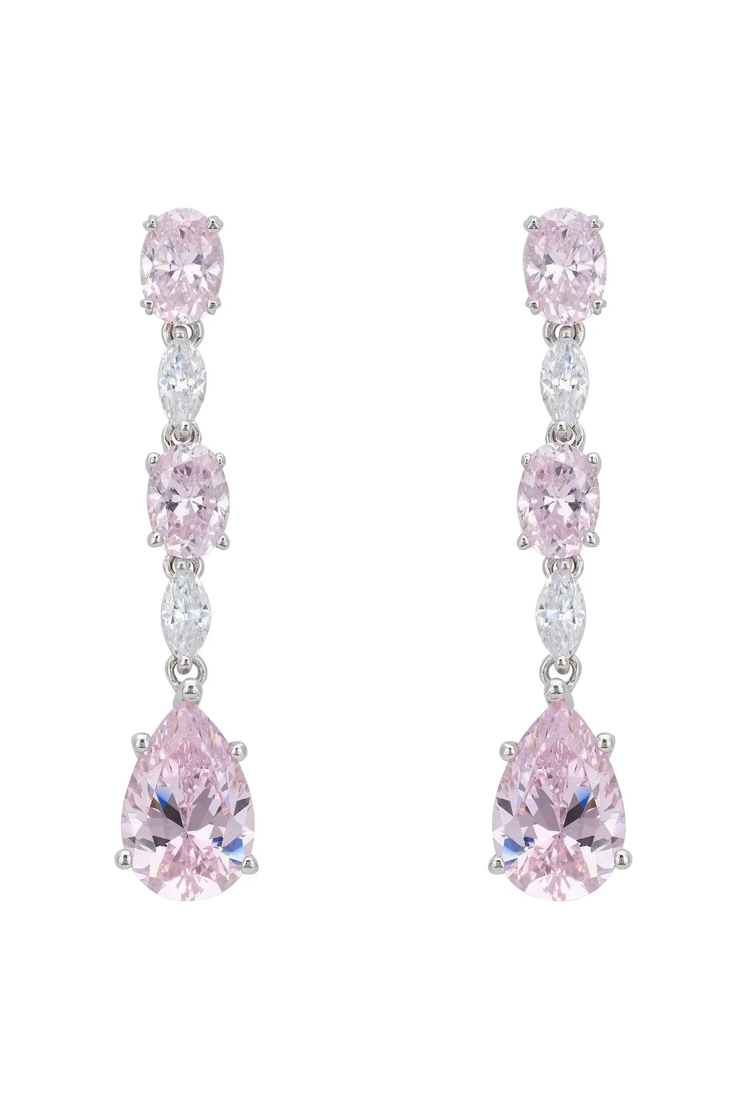 Pink and diamond drop earrings.