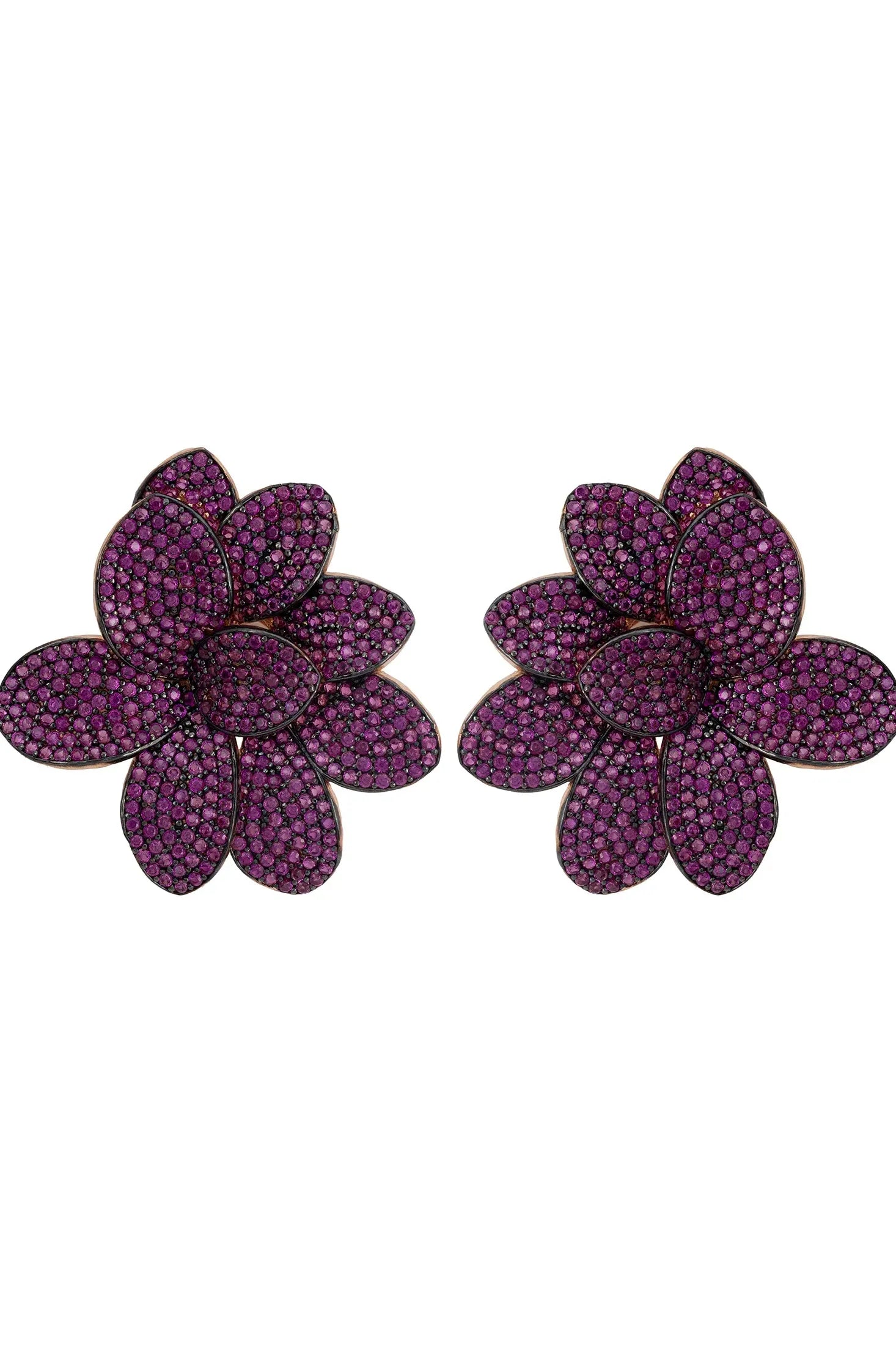 Purple flower earrings.