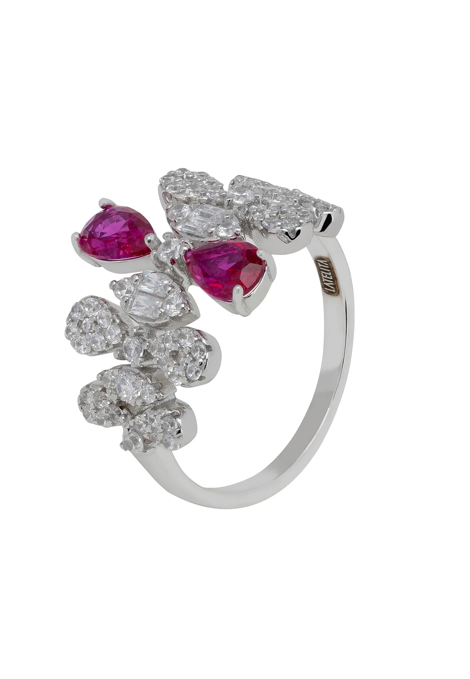 Ruby teardrops diamond ring.