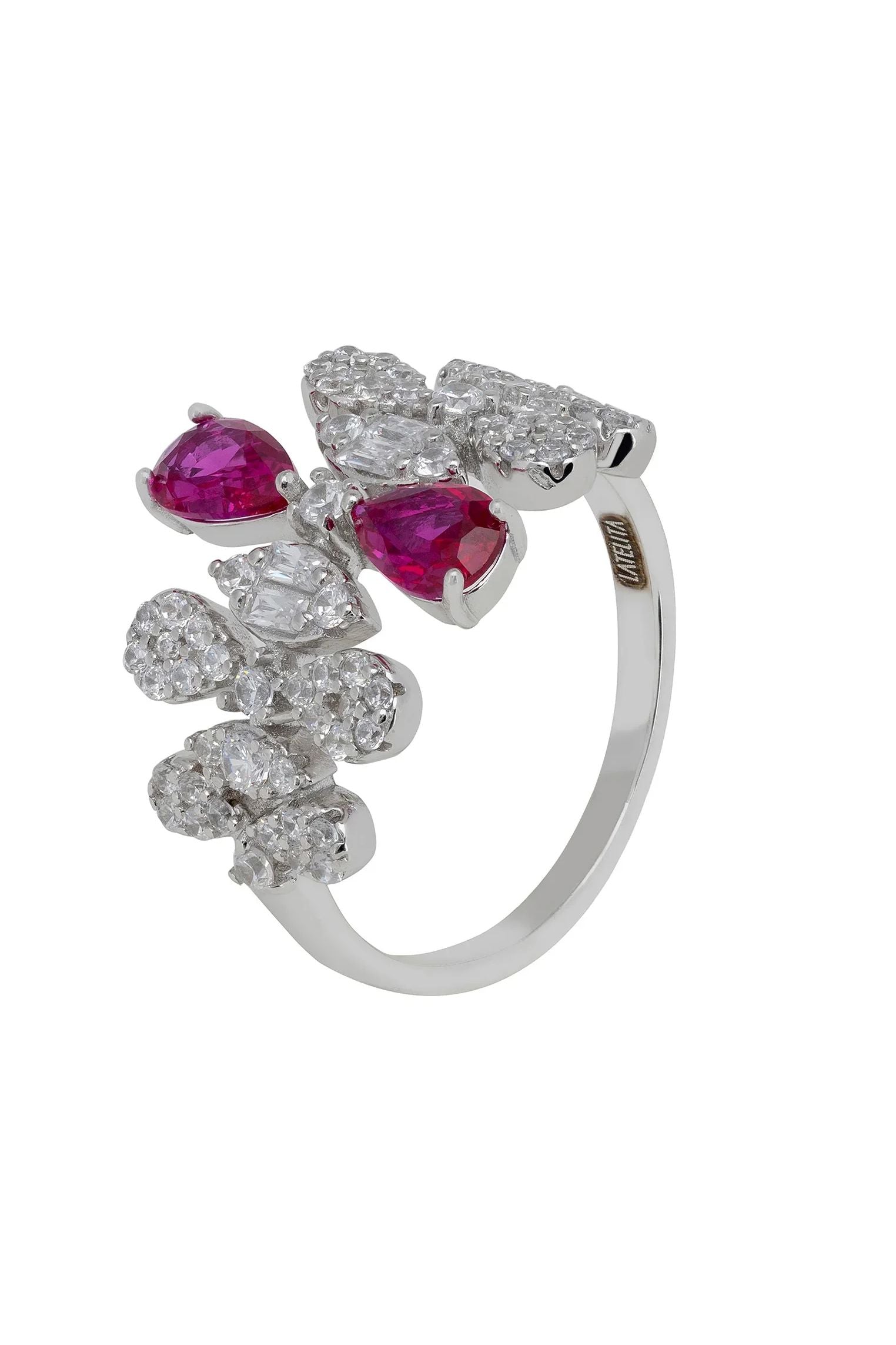 Ruby teardrops diamond ring.