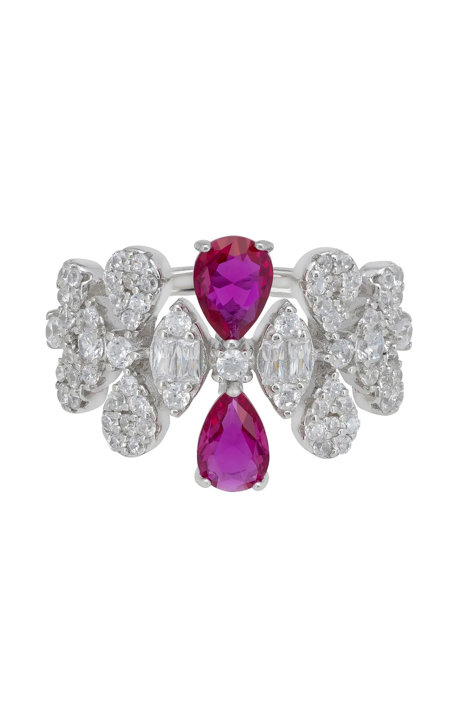 Ruby teardrops diamond ring.