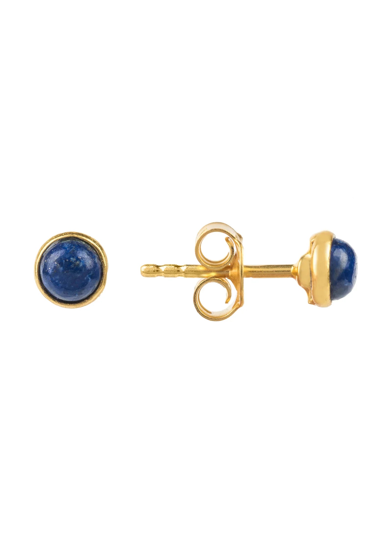 Lapis lazuli gold stud earrings with push backing.