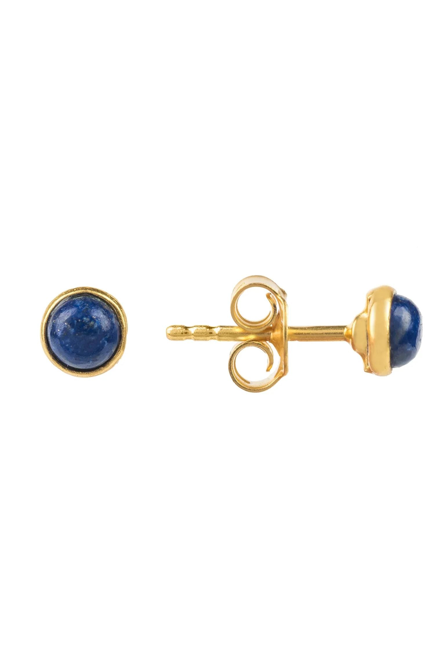 Lapis lazuli gold stud earrings with push backing.