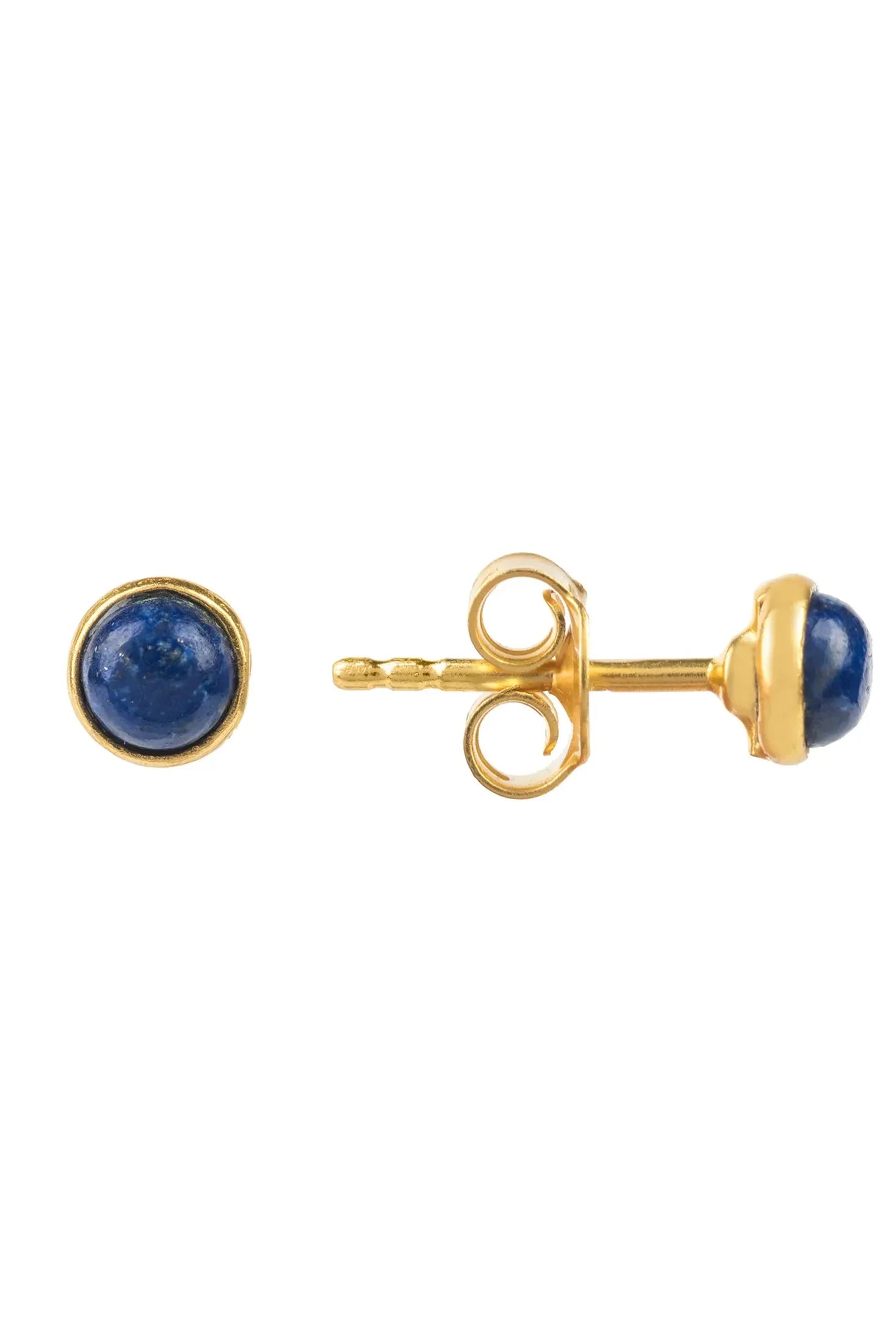 Lapis lazuli gold stud earrings with push backing.