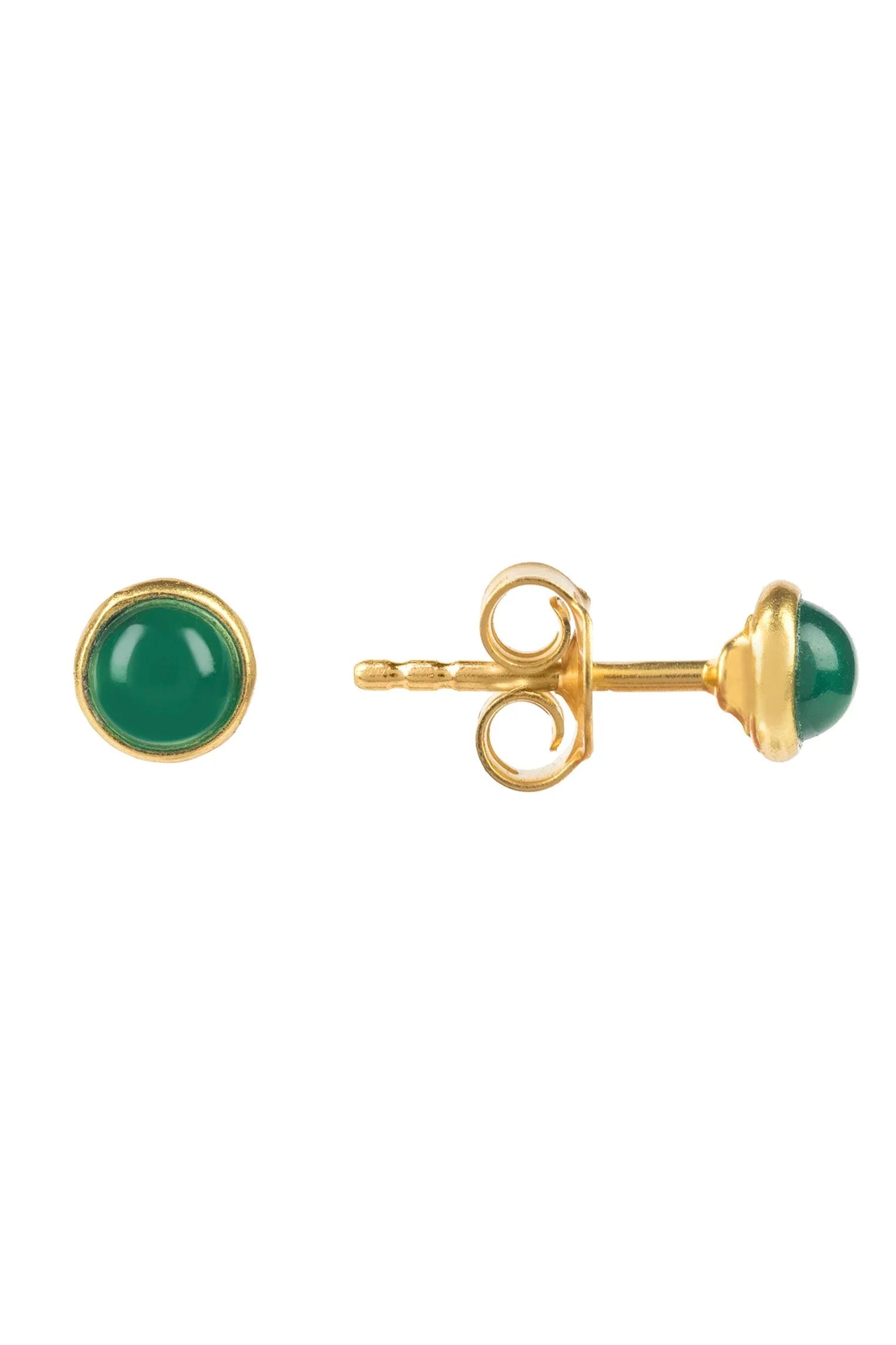 Green gold stud earrings with push backing.
