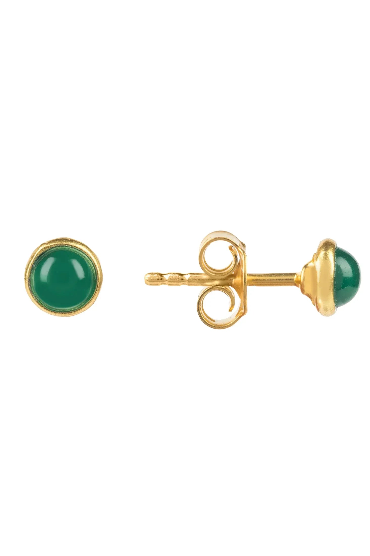 Green gold stud earrings with push backing.