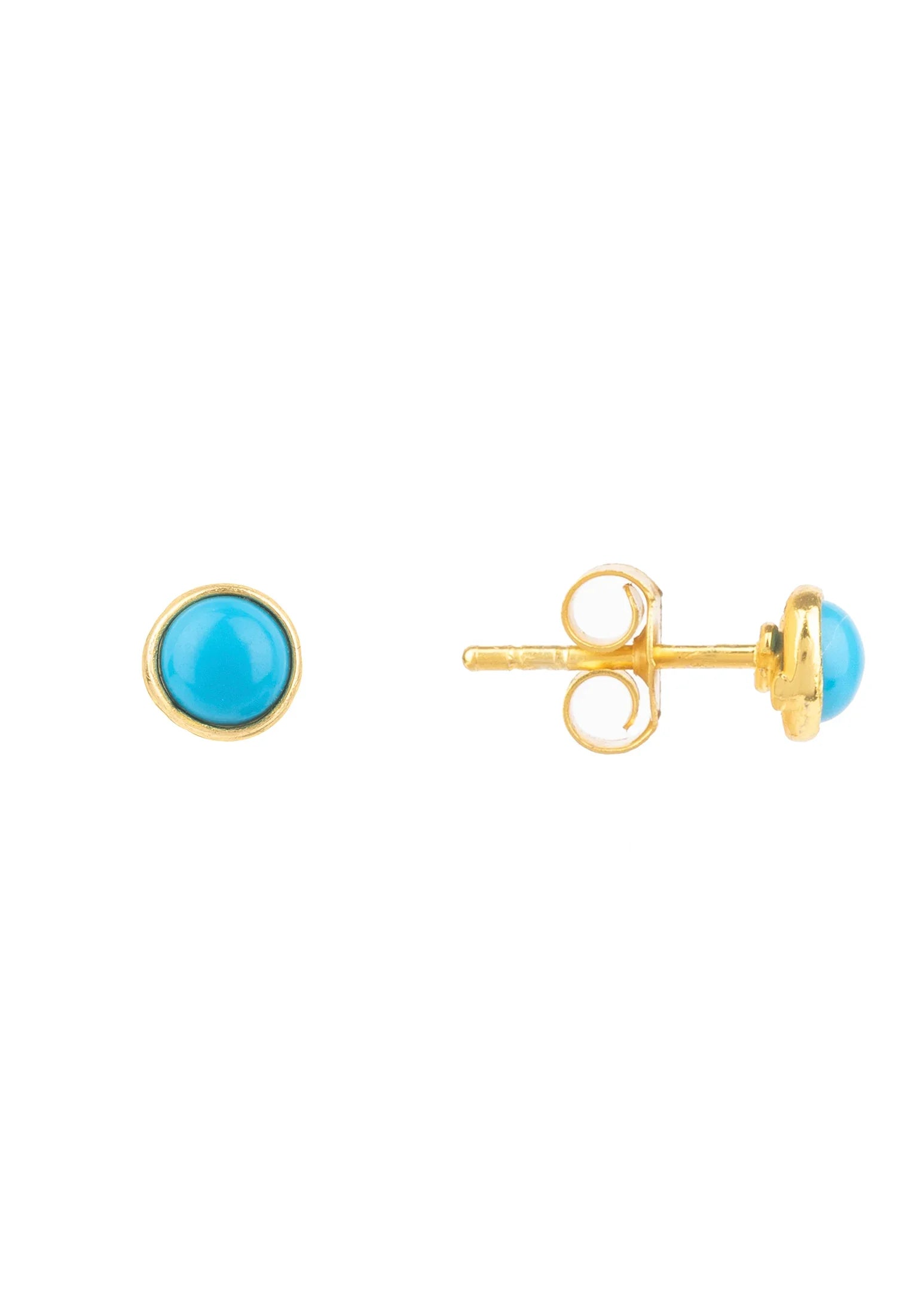 Light blue gold stud earrings with push backing.