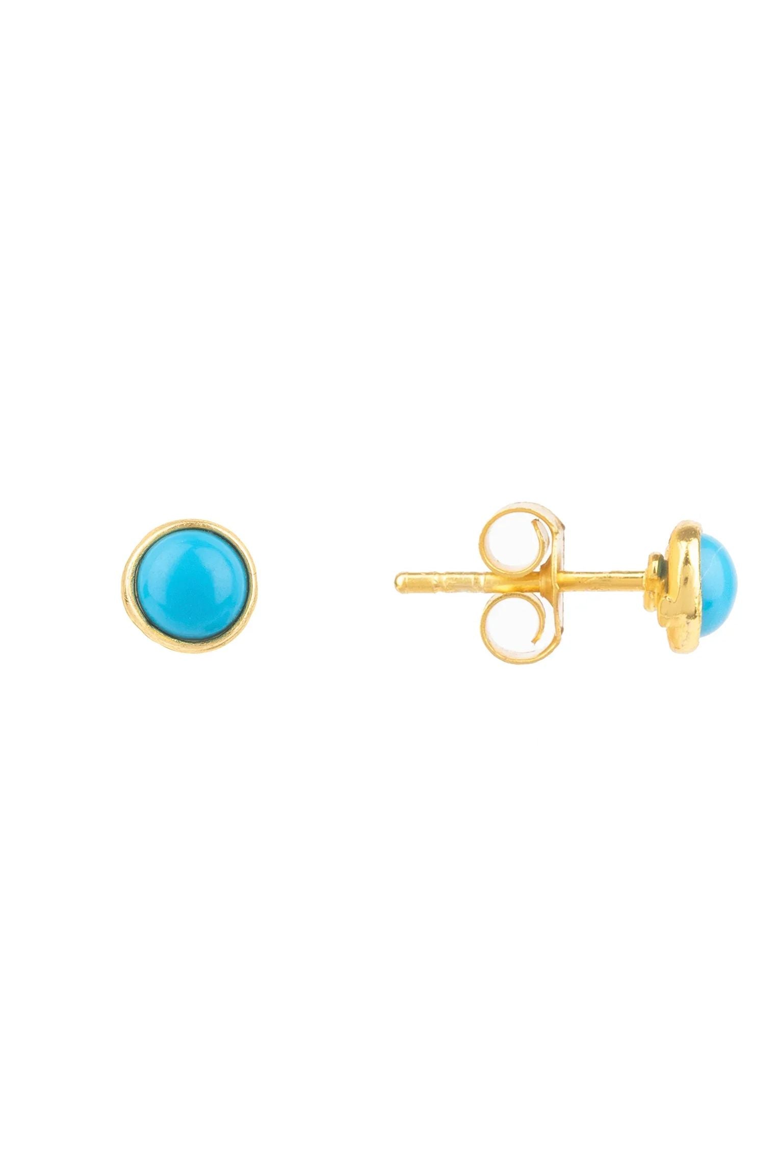 Light blue gold stud earrings with push backing.