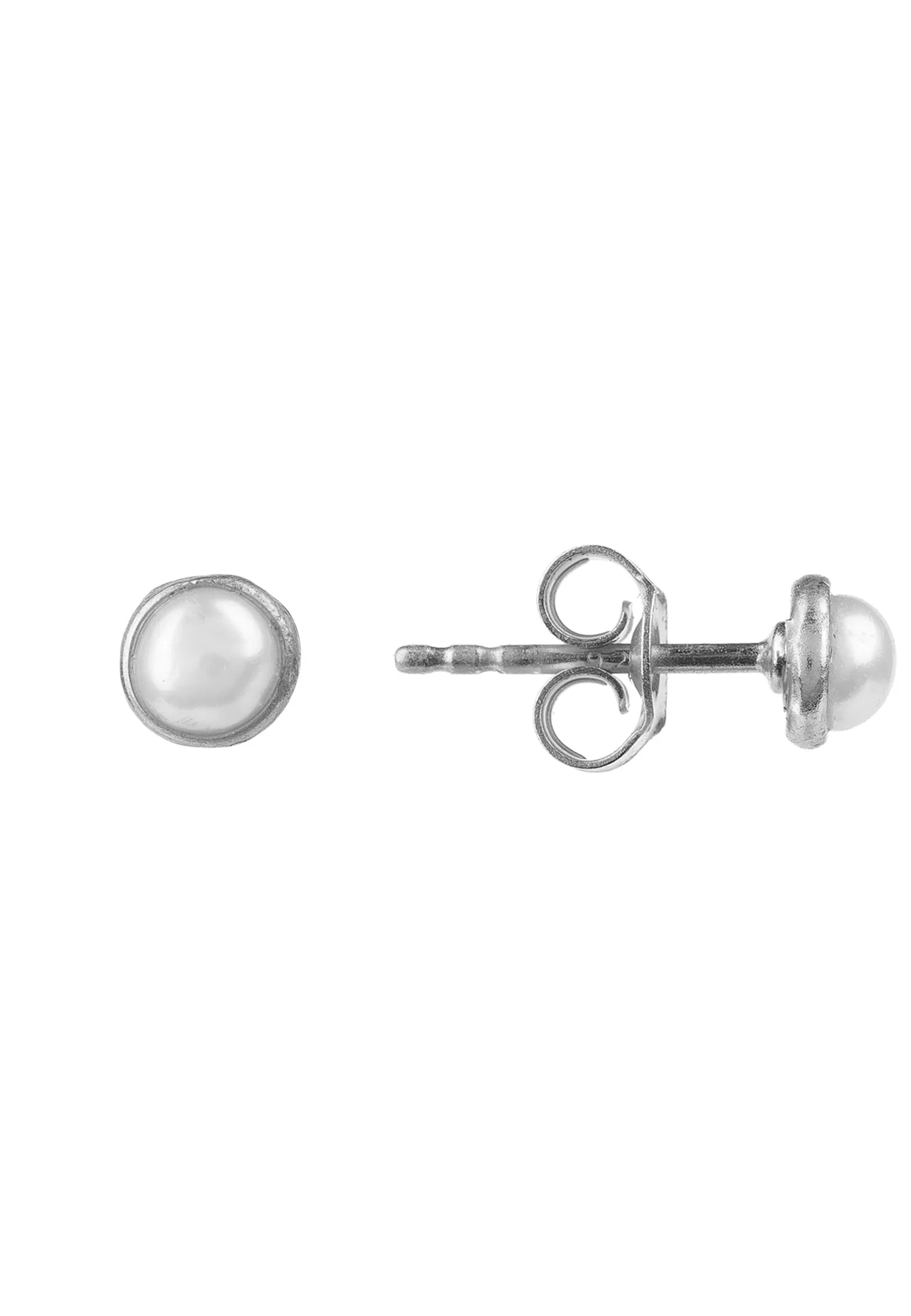 Pearl silver stud earrings with push backing.