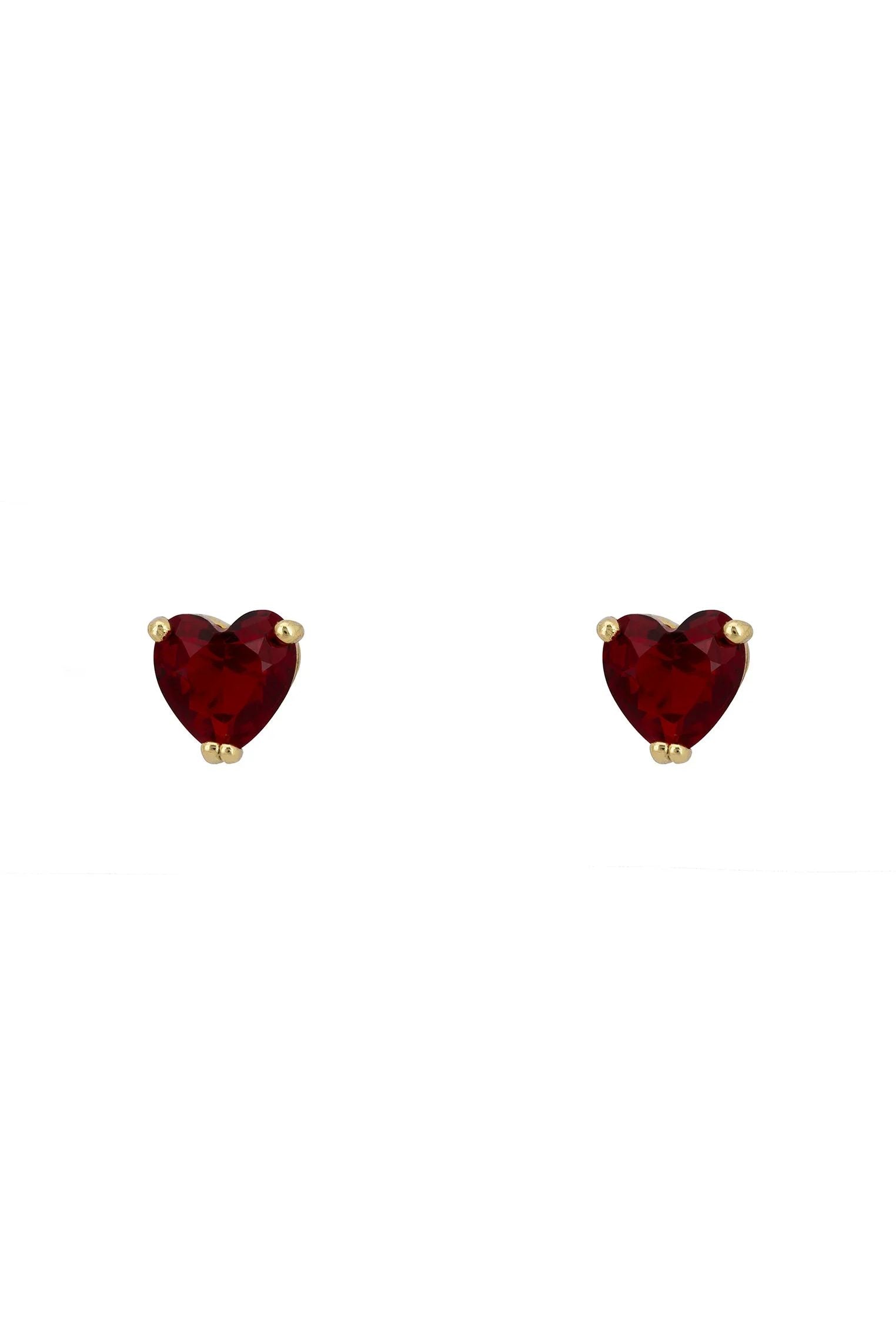 Ruby heart stud earrings.