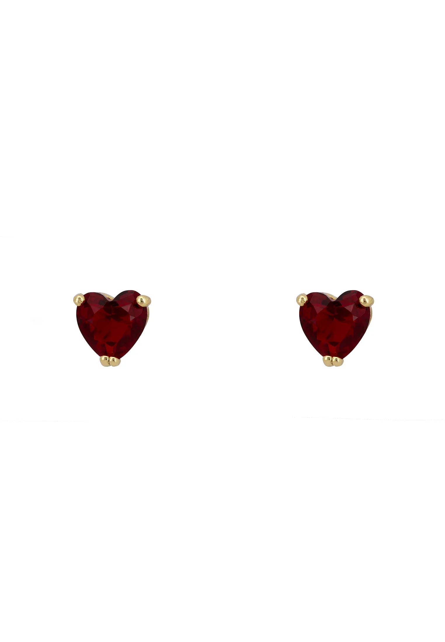 Ruby heart stud earrings.