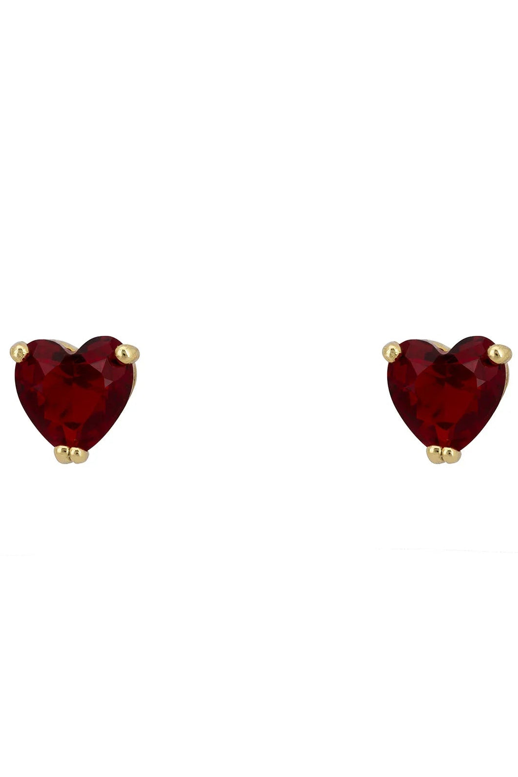 Ruby heart stud earrings.