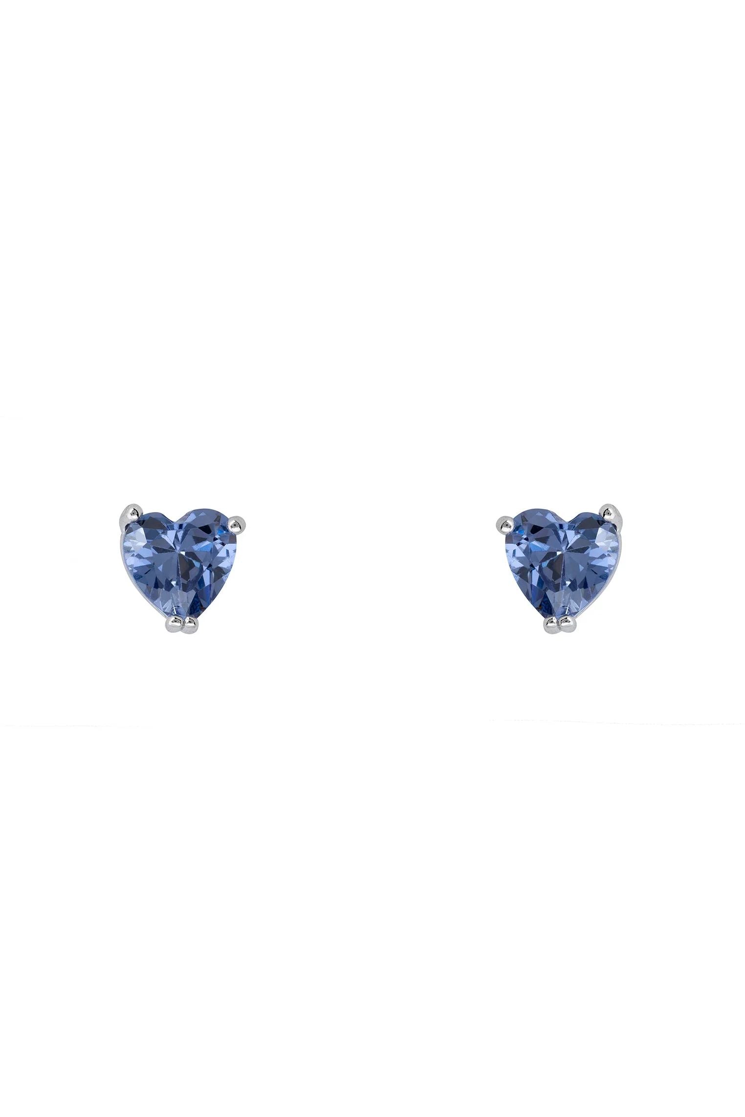 Blue gemstone heart stud earrings.