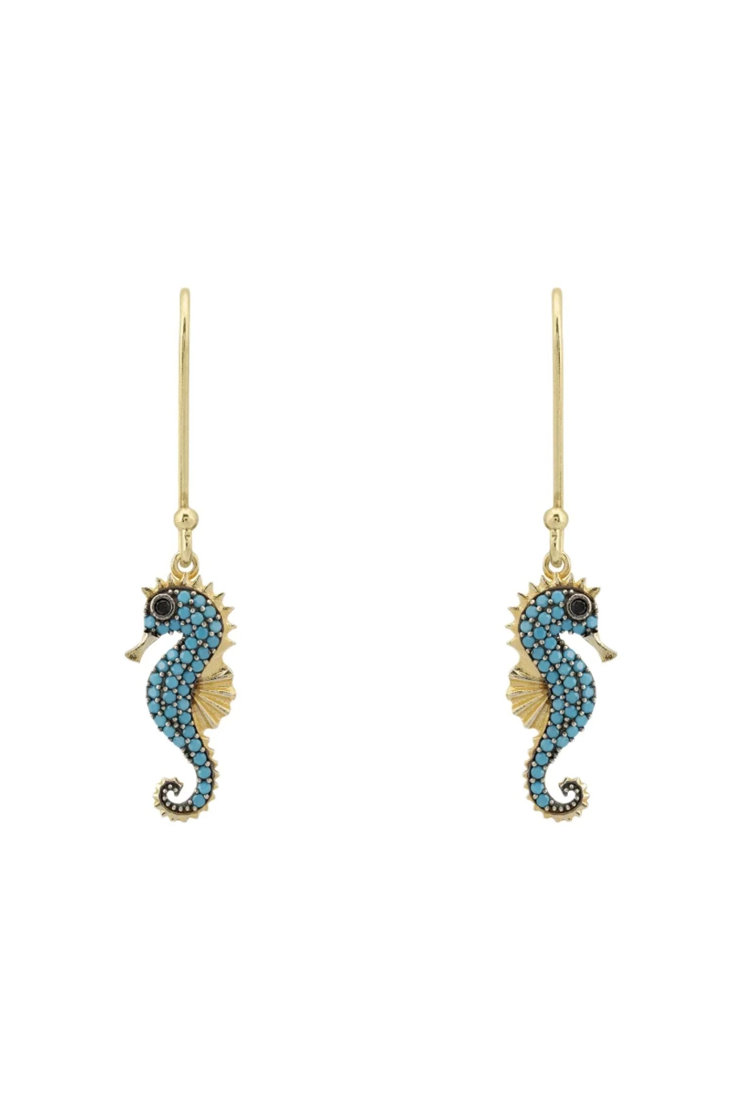 Turquoise gemstone seahorse earrings.