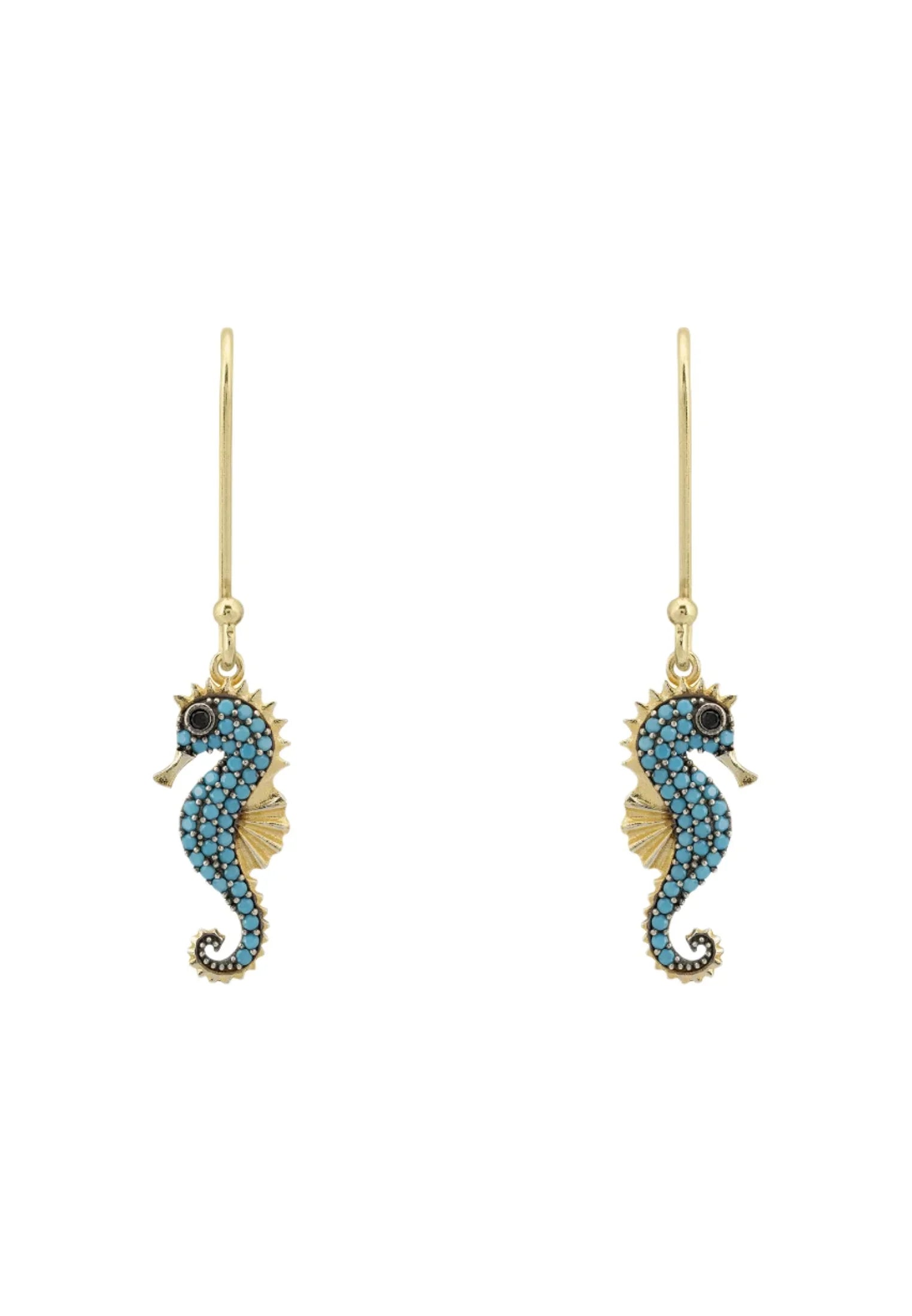 Turquoise gemstone seahorse earrings.