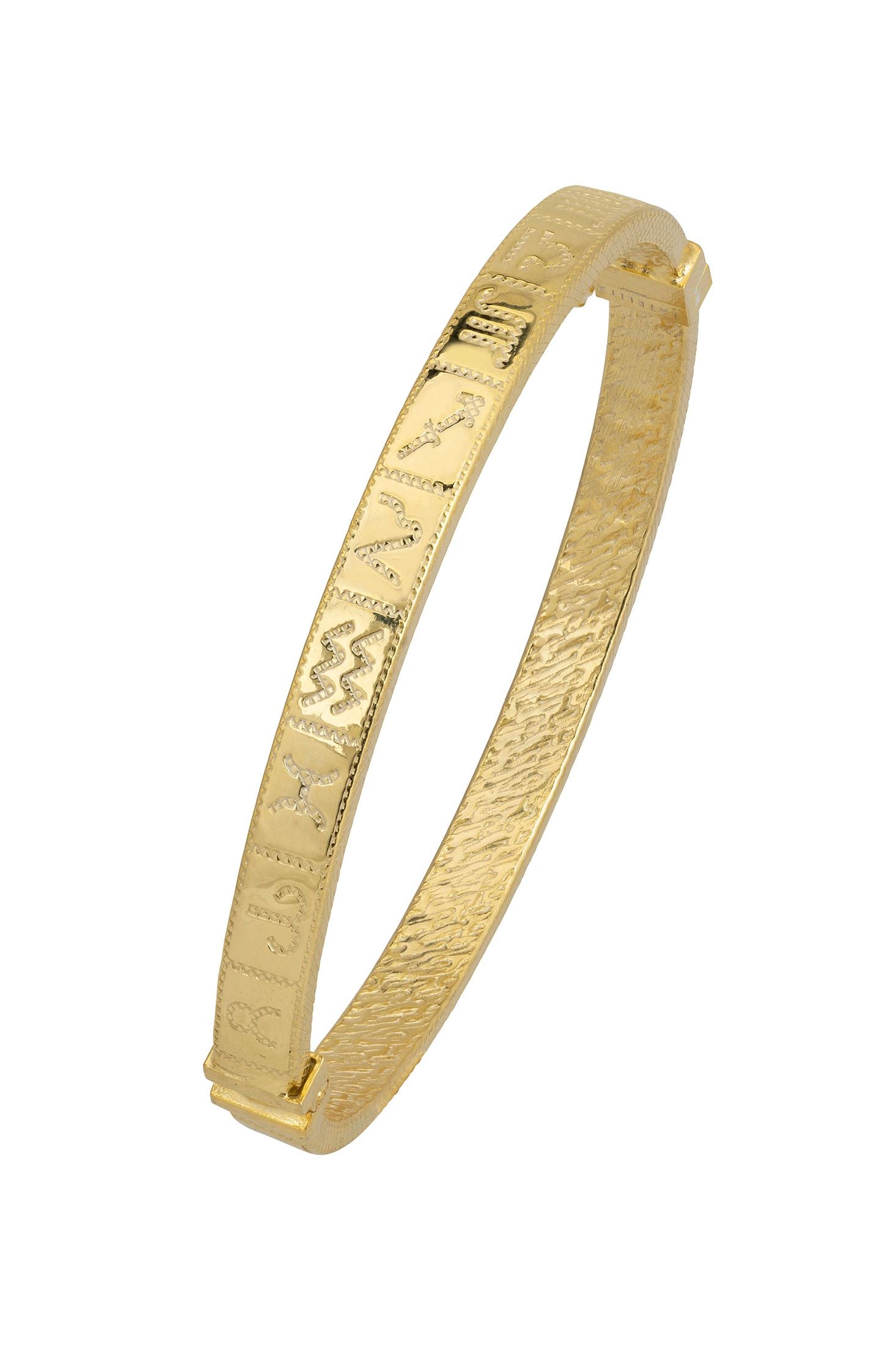 All zodiac signs gold bangle.