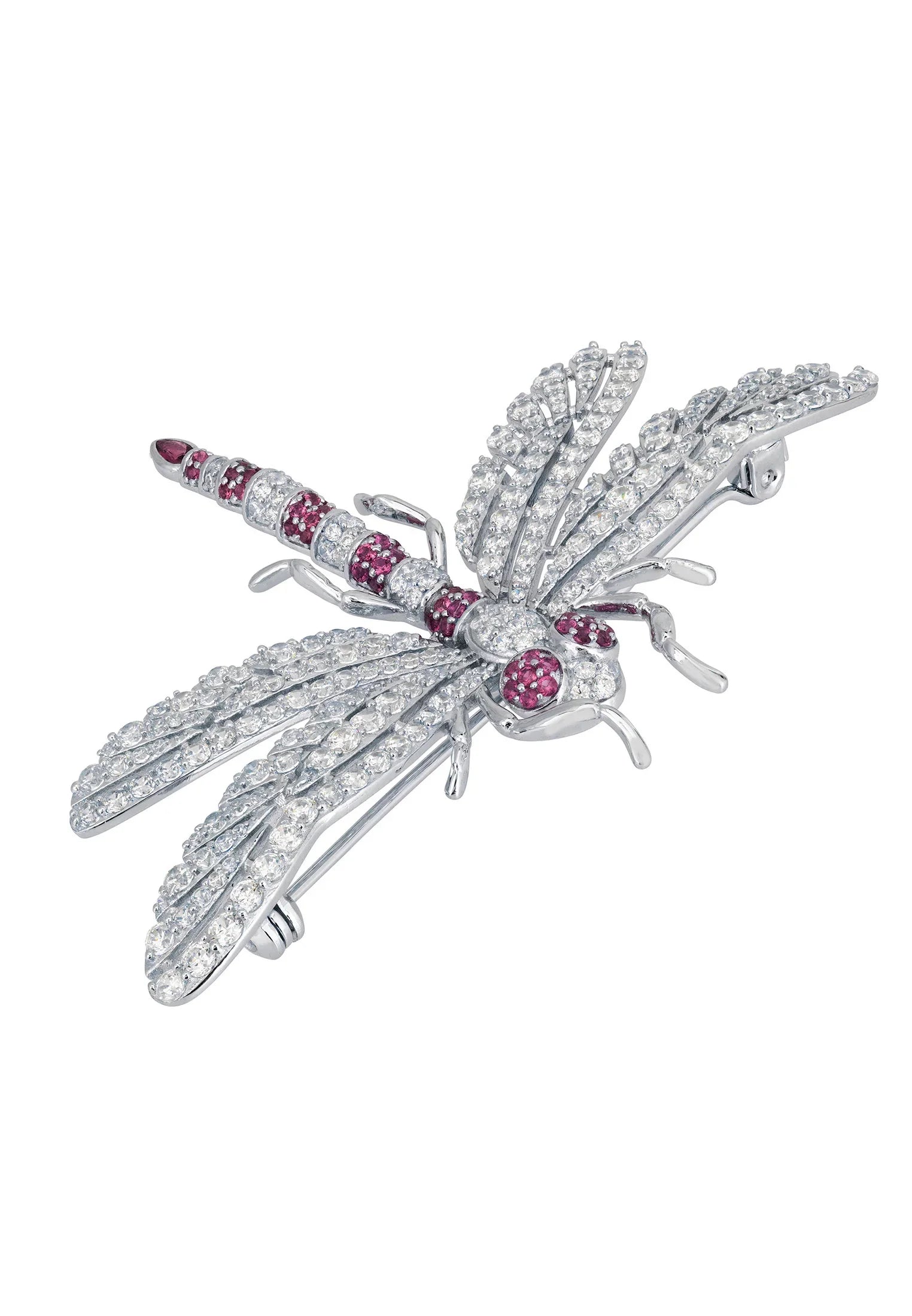 Ruby and silver dragonfly brooch.