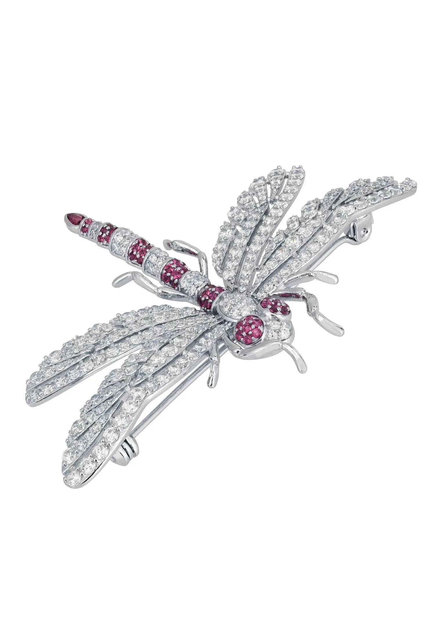 Ruby and silver dragonfly brooch.