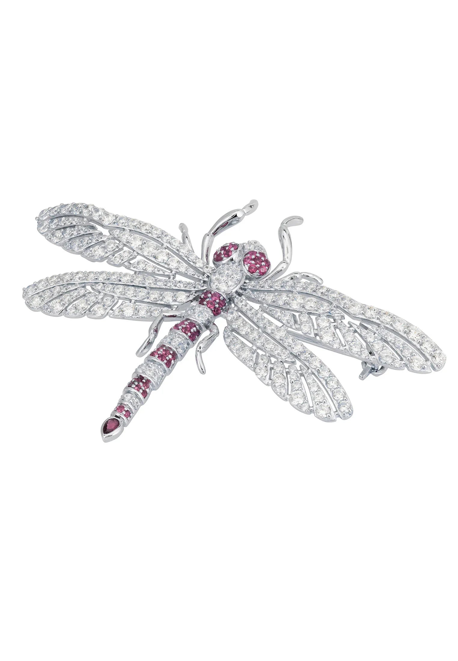 Ruby and silver dragonfly brooch.