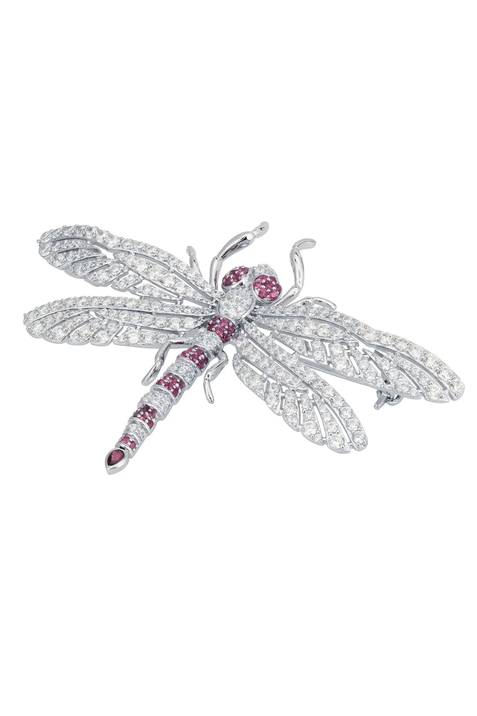Ruby and silver dragonfly brooch.