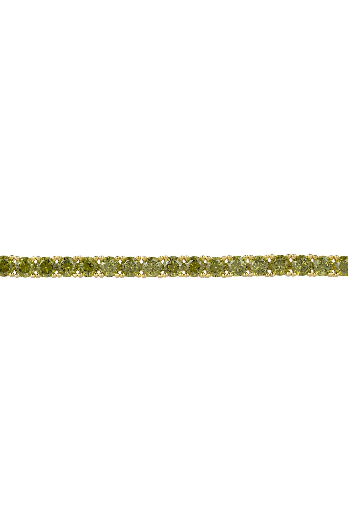 Green gemstone gold tennis bracelet.