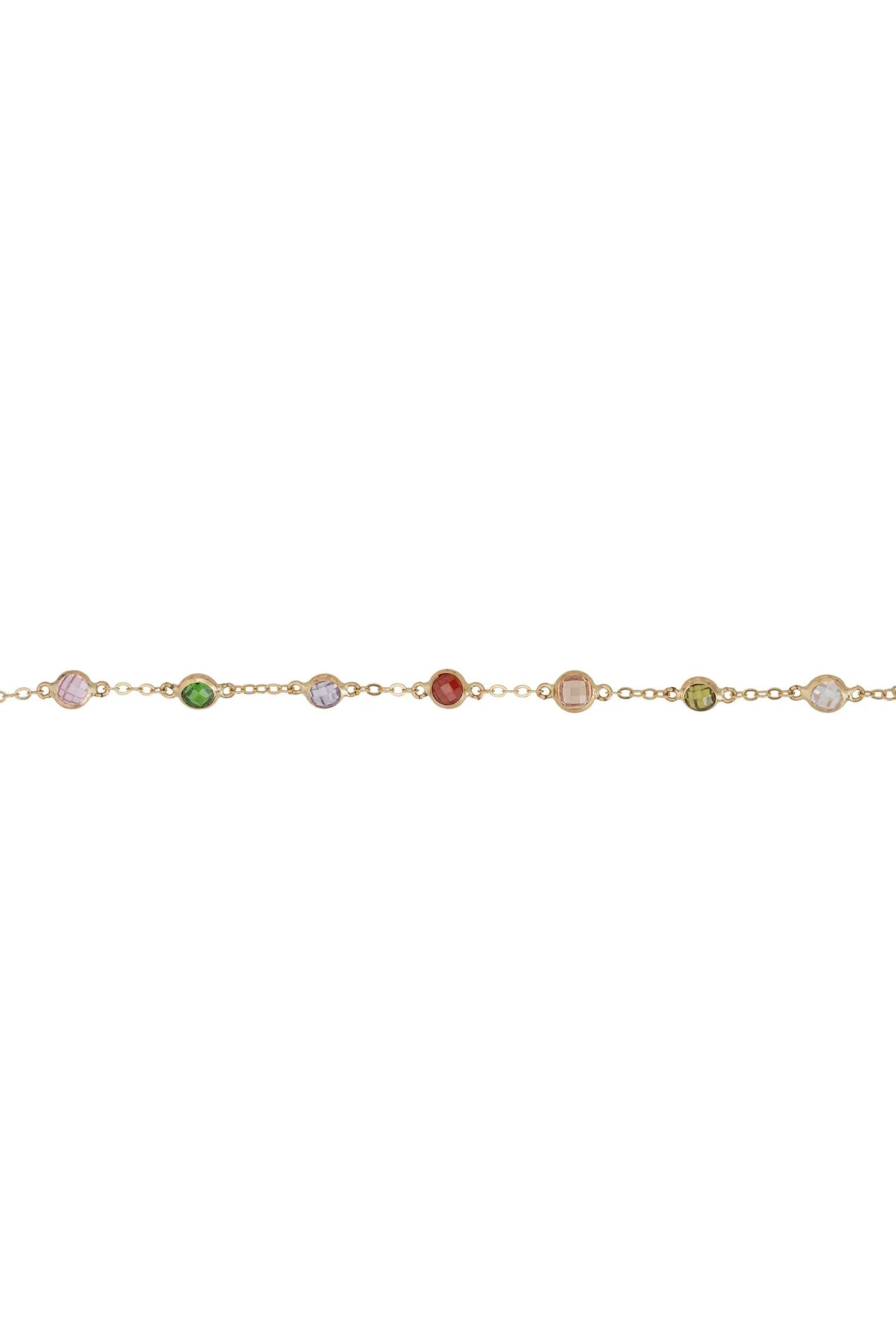 Solid 14K Gold Rainbow Multi Gemstone Bracelet