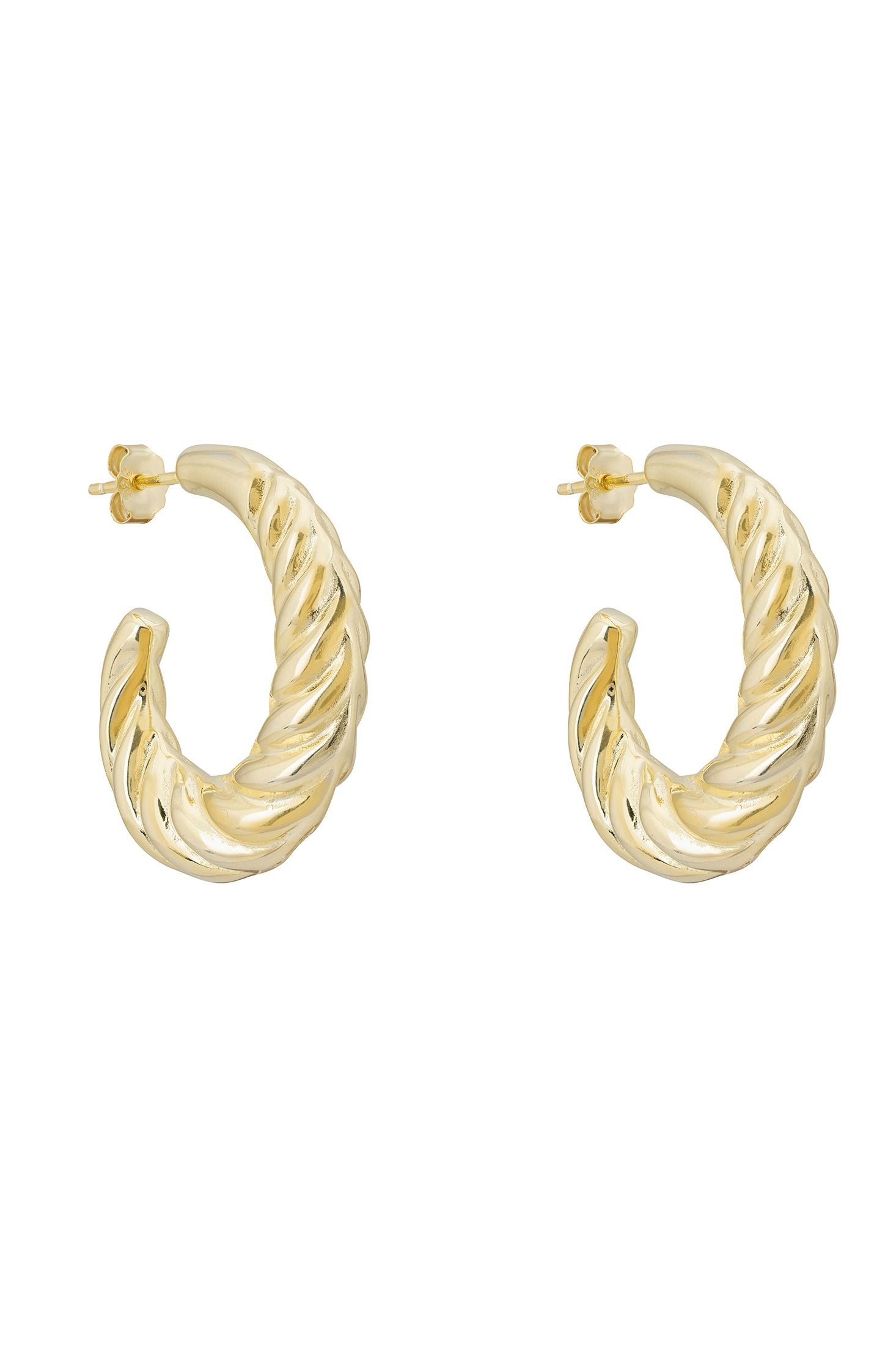 Front view of Twirl Harmony Hoop Earrings Gold, showing butterfly design, gold finish.