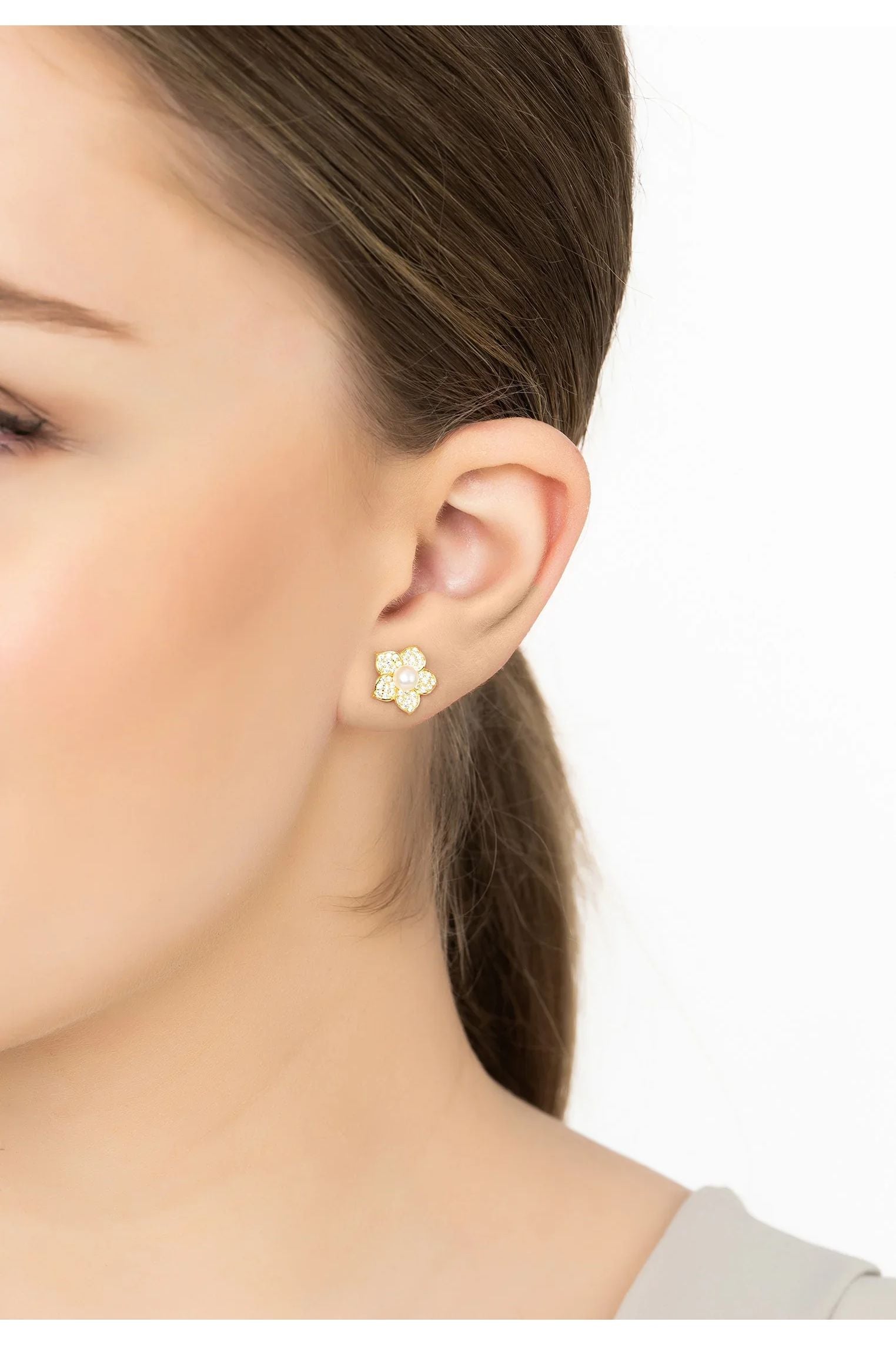 Vergissmeinnicht Perlen Ohrstecker Gold