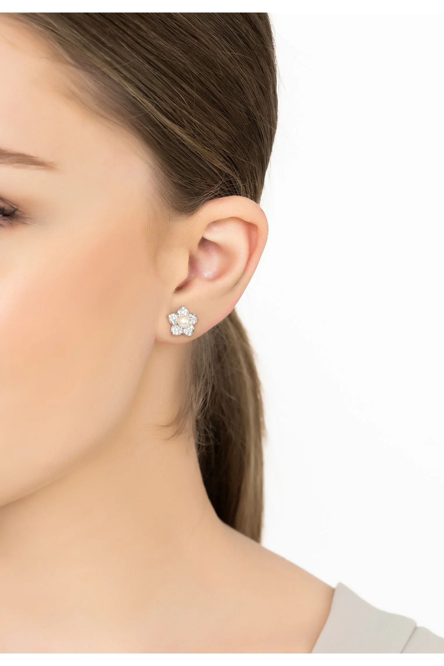 Vergissmeinnicht Perlen Ohrstecker Silber