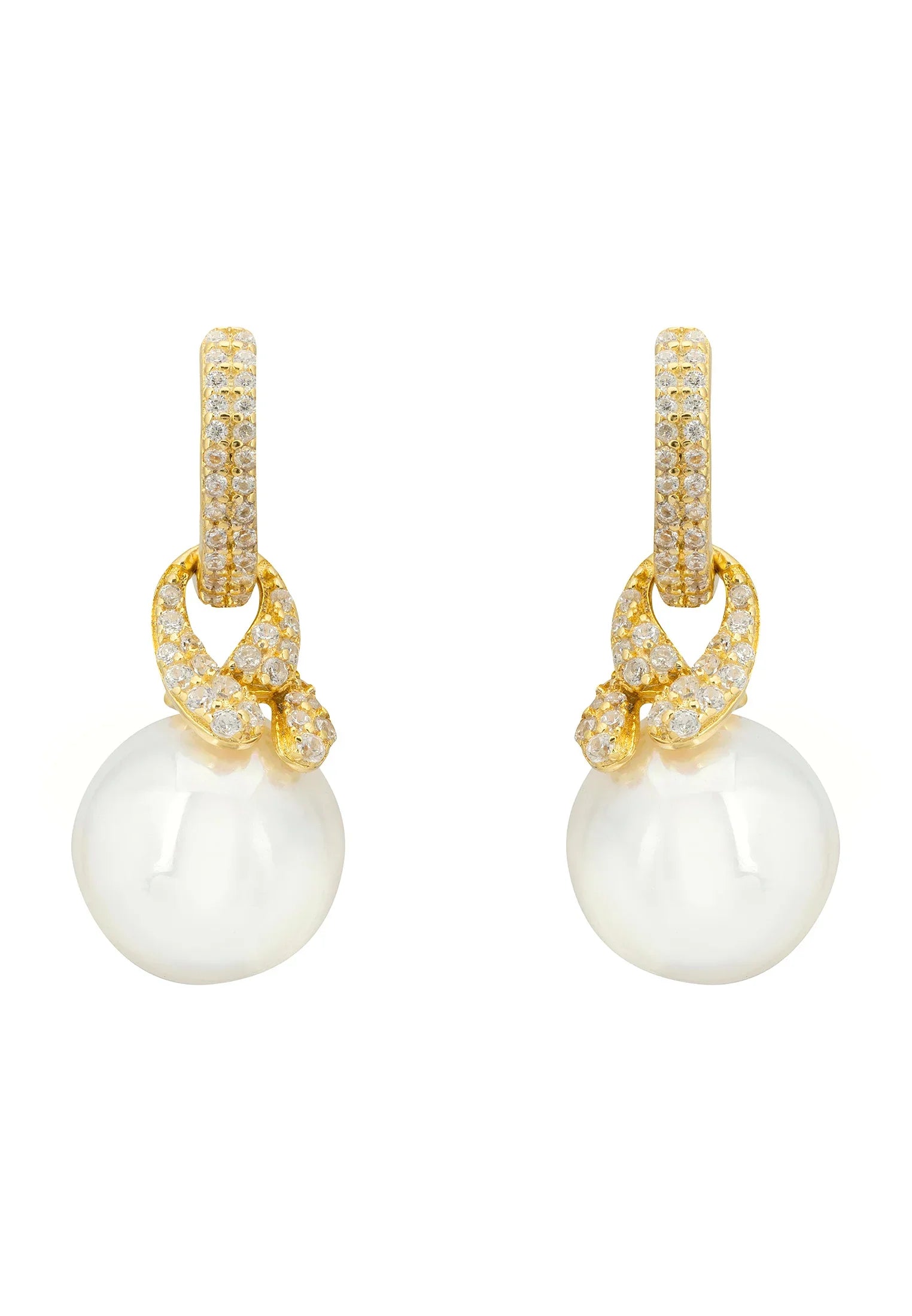 Tie The Knot Drop Pearl Earrings Gold