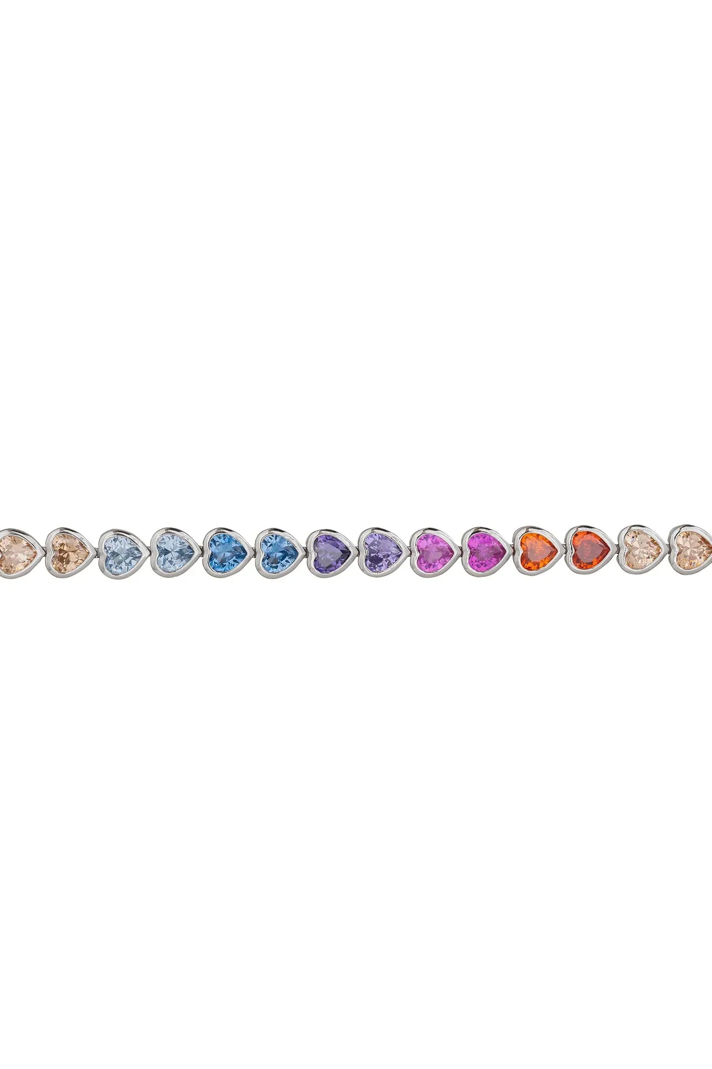 Heart Garland Tennis Bracelet Multicoloured Silver