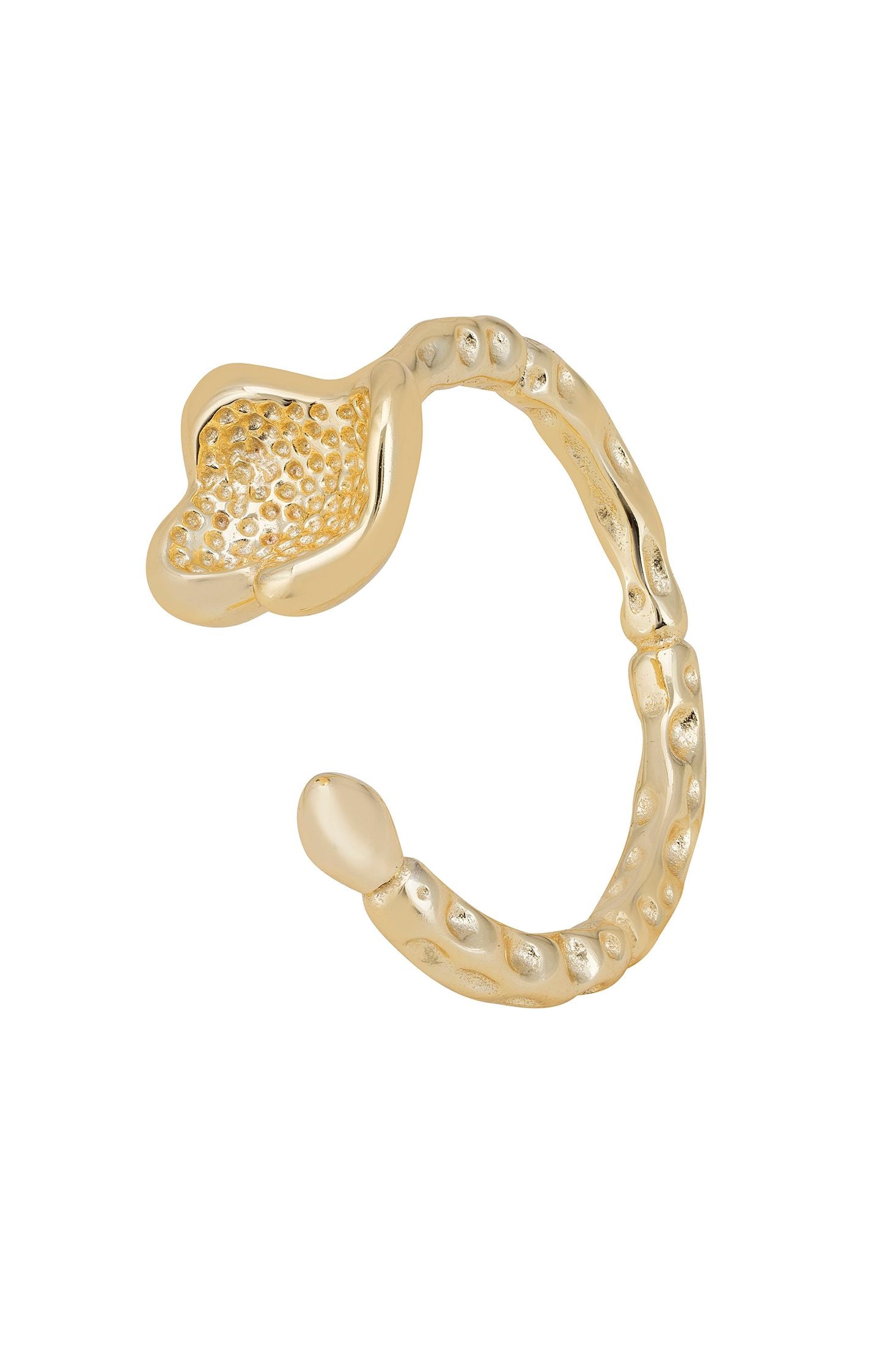 Front view of Meadow Harmony Ring Gold, showing flower design, gold finish.