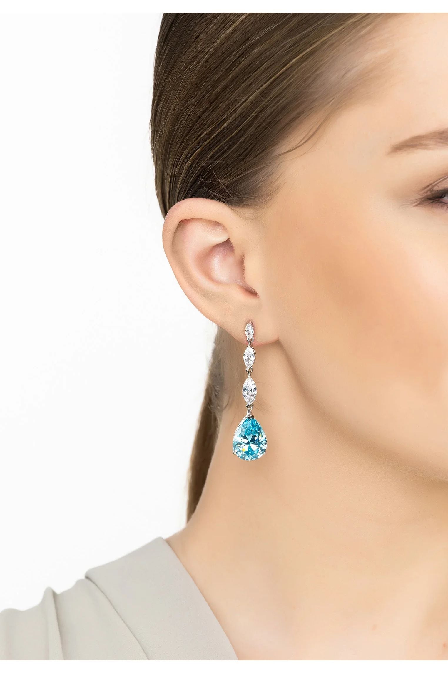 Zara Teardrop Blue Topaz Gemstone Earrings Silver