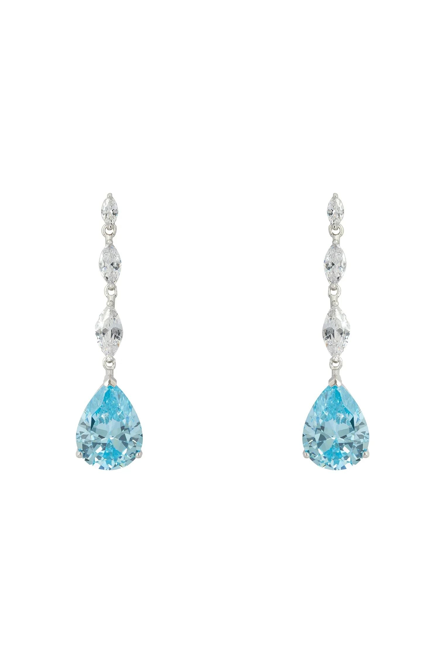 Zara Teardrop Blue Topaz Gemstone Earrings Silver