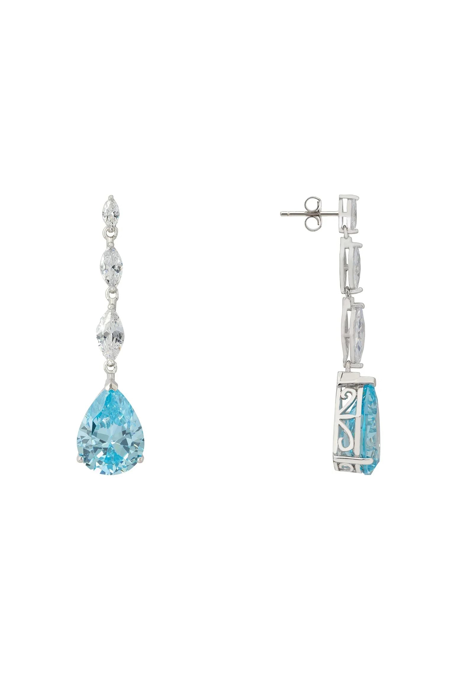 Zara Teardrop Blue Topaz Gemstone Earrings Silver