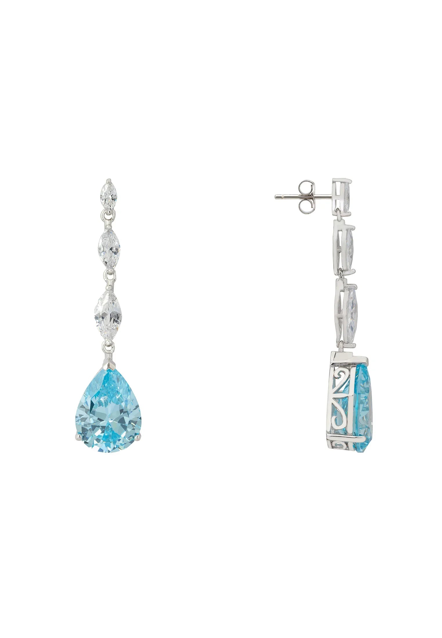 Zara Ohrringe mit blauem Topas in Tropfenform, Silber