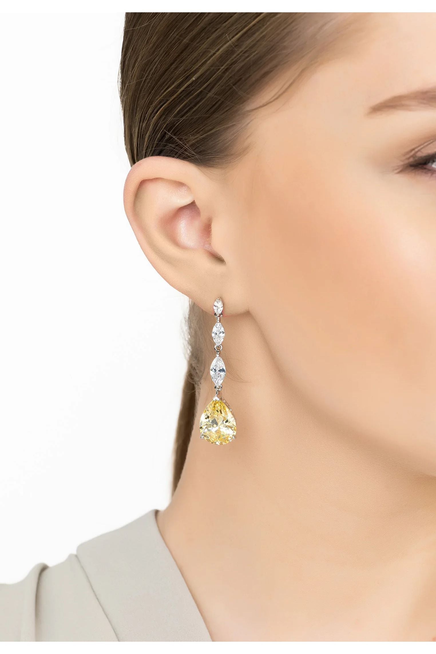 Zara Teardrop Yellow Topaz Gemstone Earrings Silver
