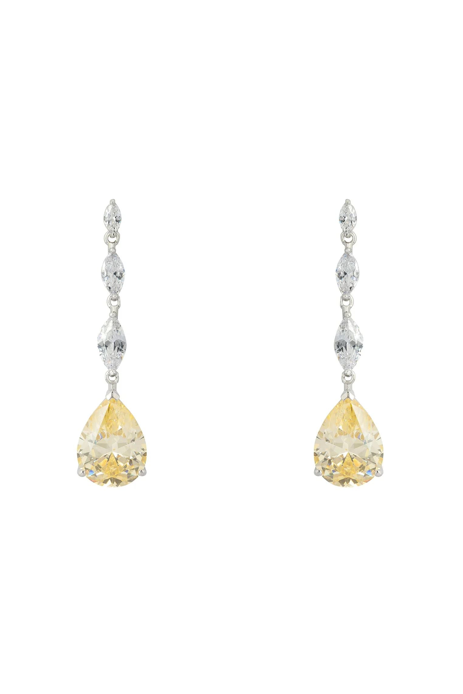 Zara Teardrop Yellow Topaz Gemstone Earrings Silver