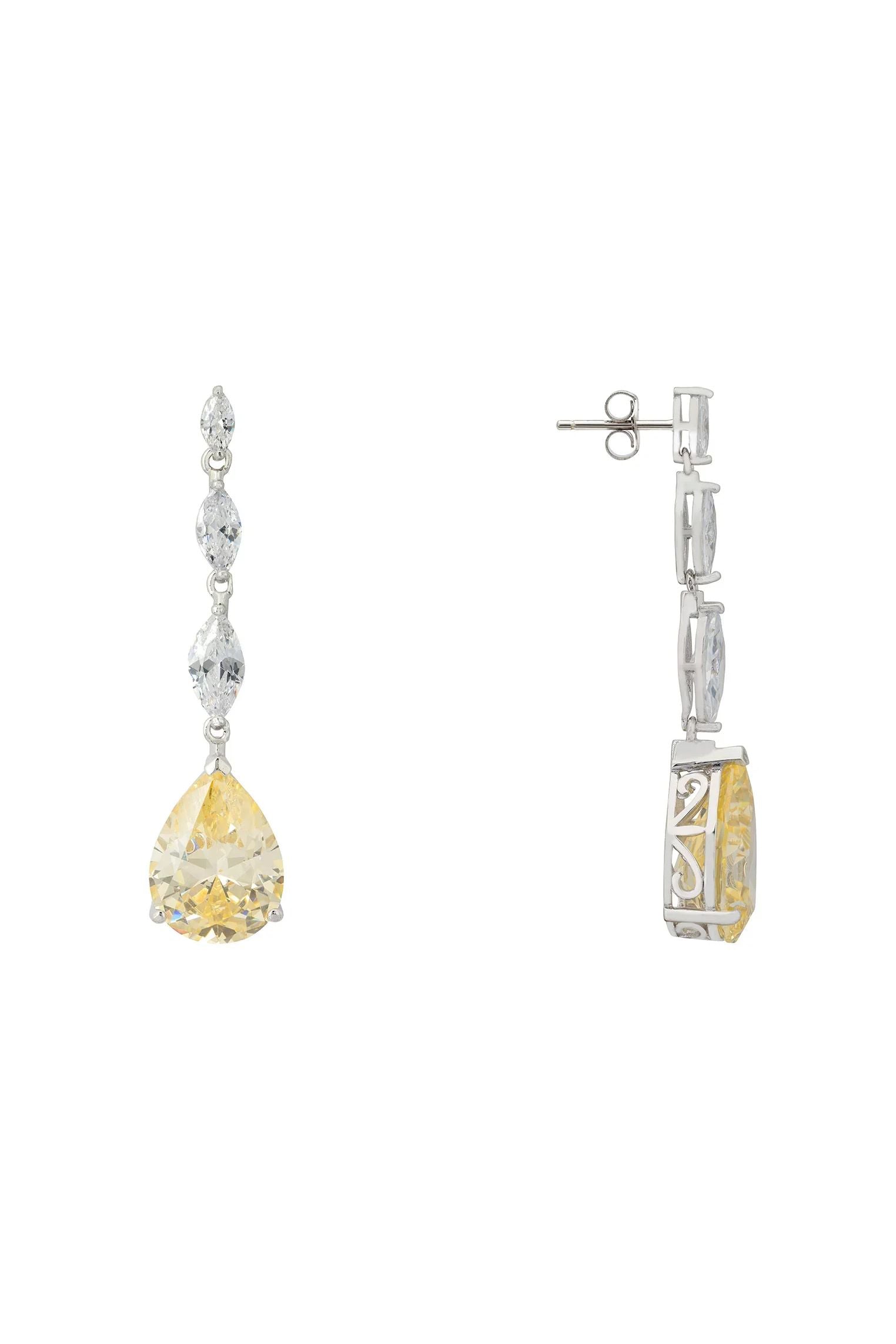 Zara Teardrop Yellow Topaz Gemstone Earrings Silver