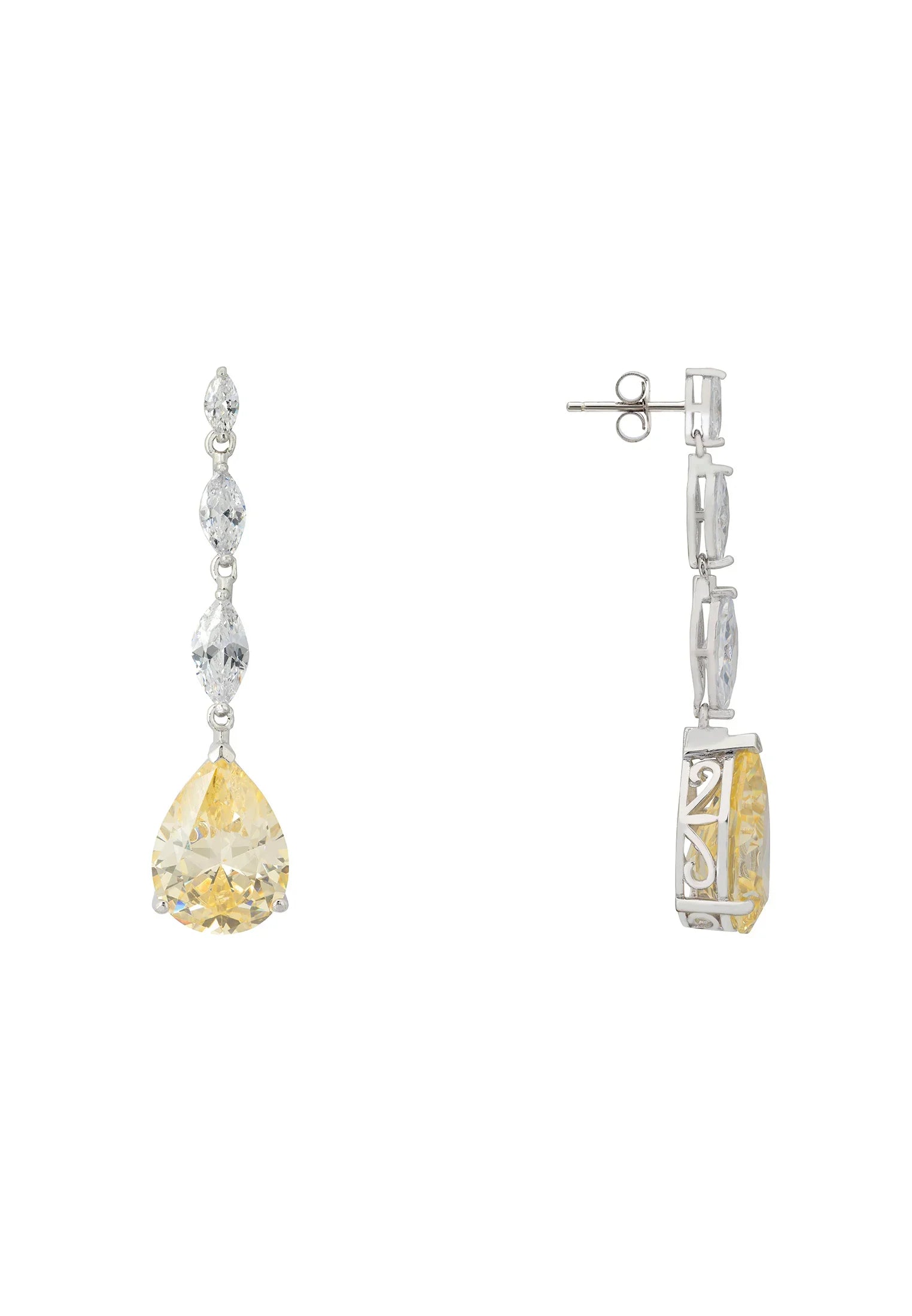 Zara Ohrringe mit gelbem Topas in Tropfenform, Silber