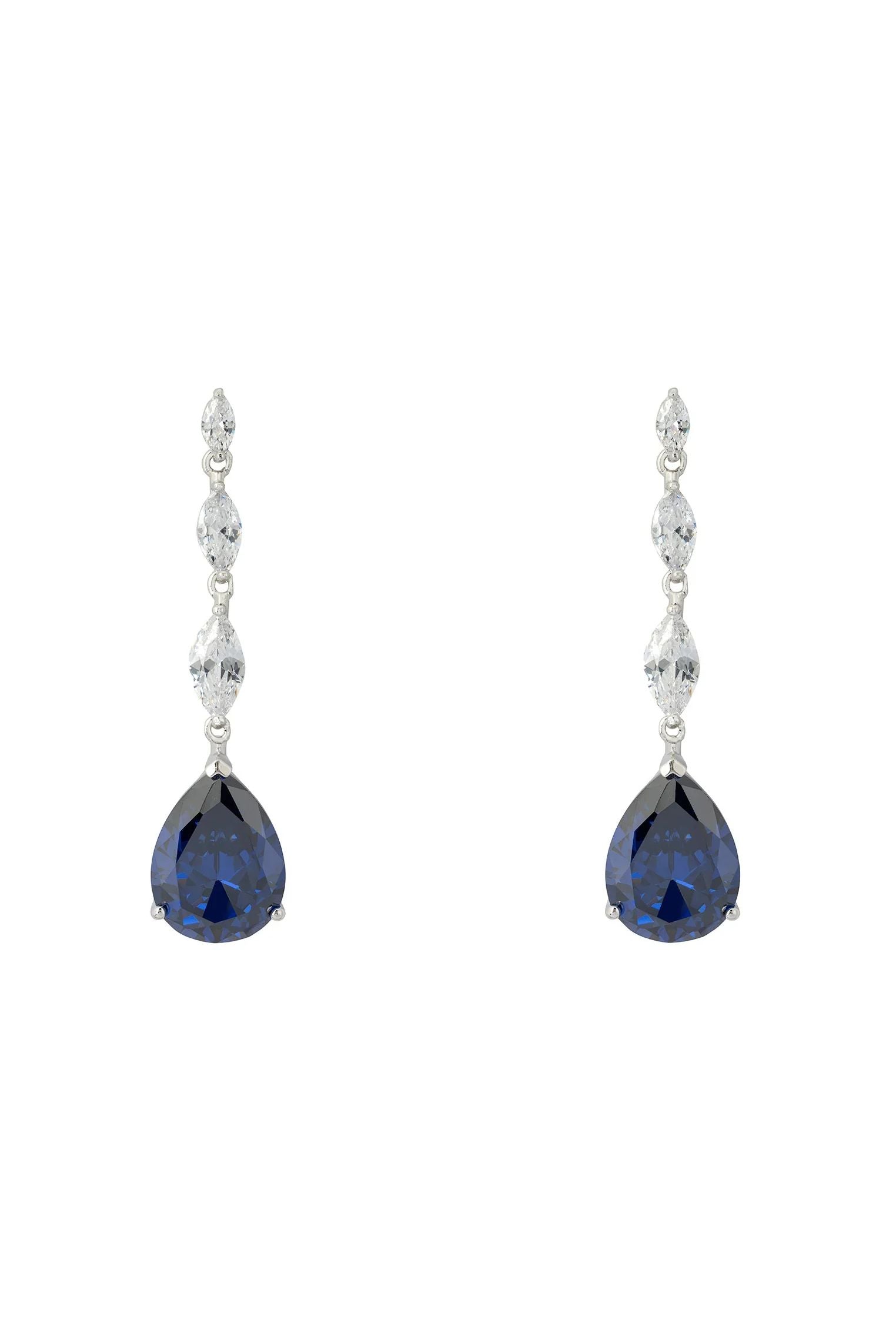 Zara Ohrringe mit Tansanit-Edelstein in Tropfenform, Silber