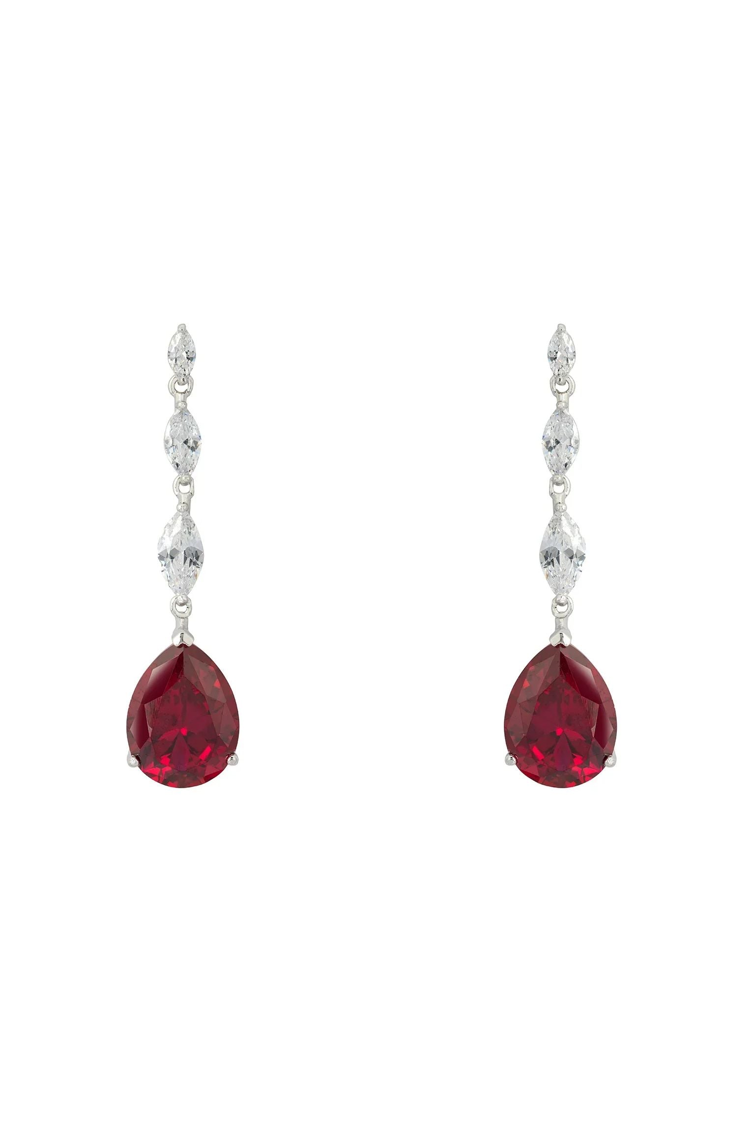 Zara Teardrop Ruby Gemstone Earrings Silver
