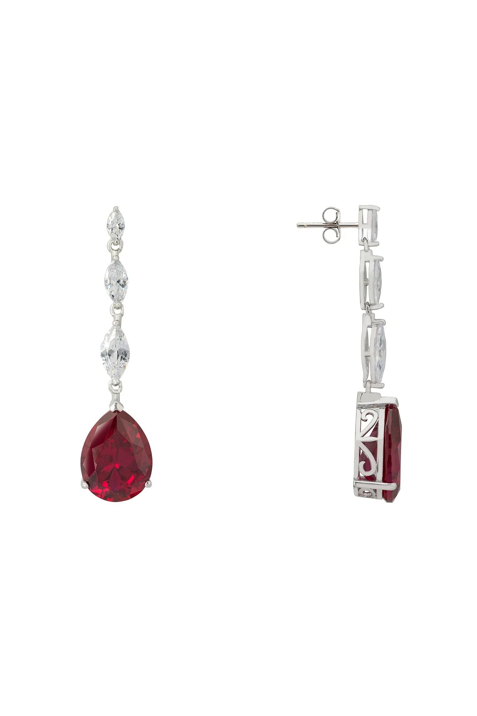 Zara Teardrop Ruby Gemstone Earrings Silver