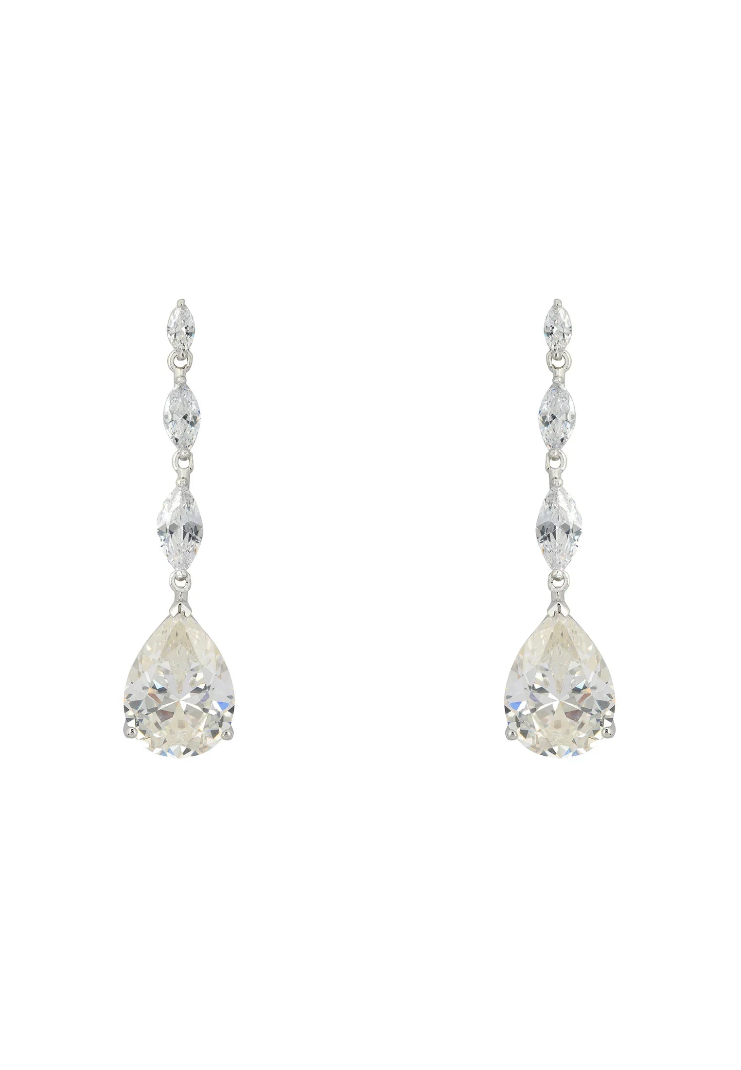 Zara Pendientes de piedras preciosas de moissanita en forma de lágrima Plata