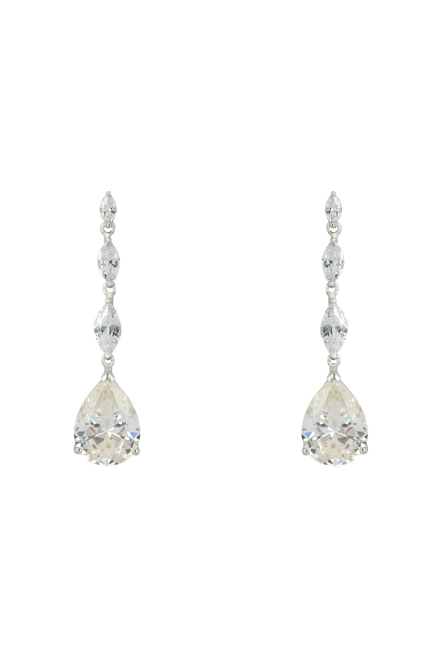 Zara Teardrop Moissanite Gemstone Earrings Silver